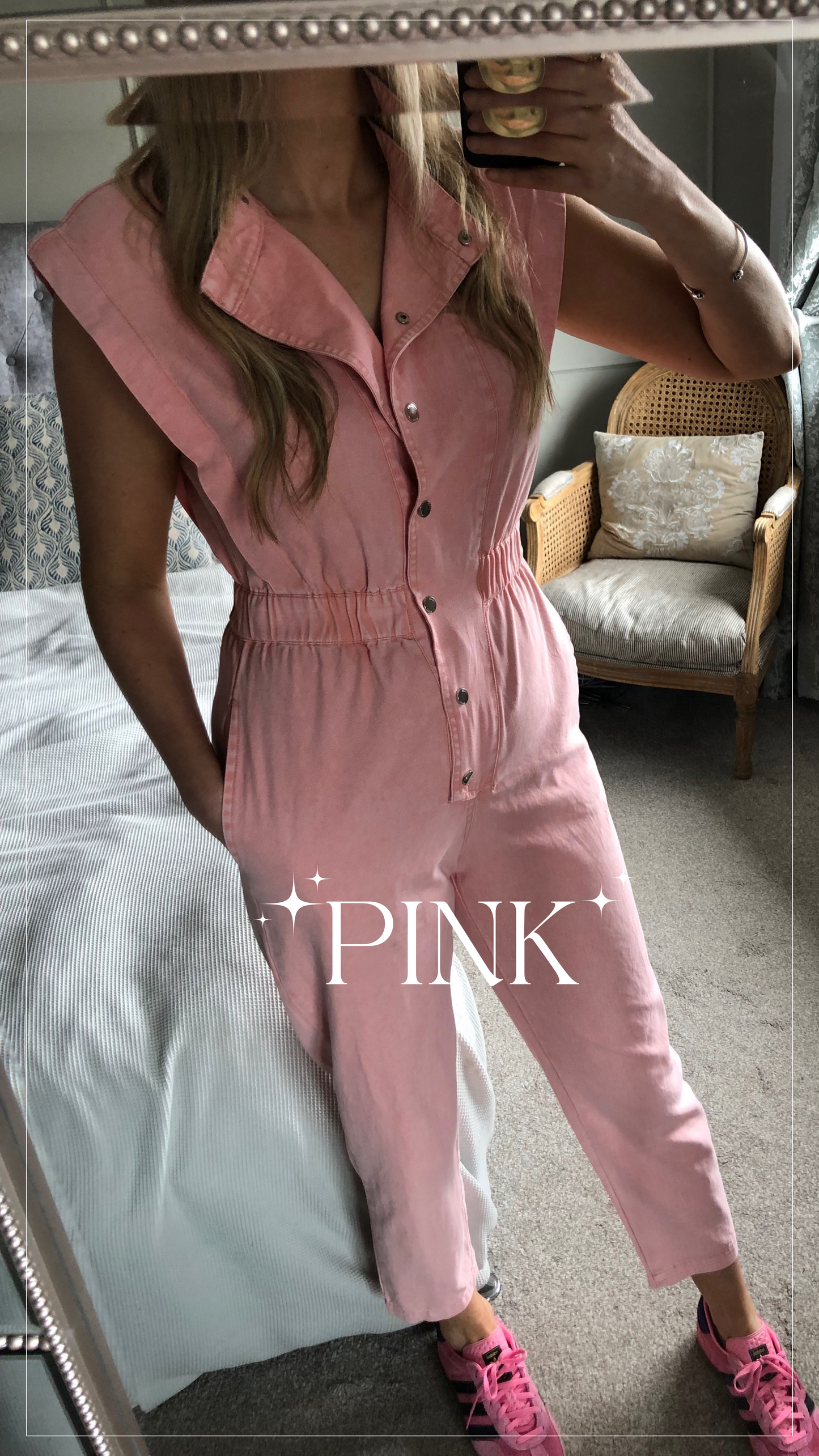 Preorder Evie short sleeve washed pink jumpsuit