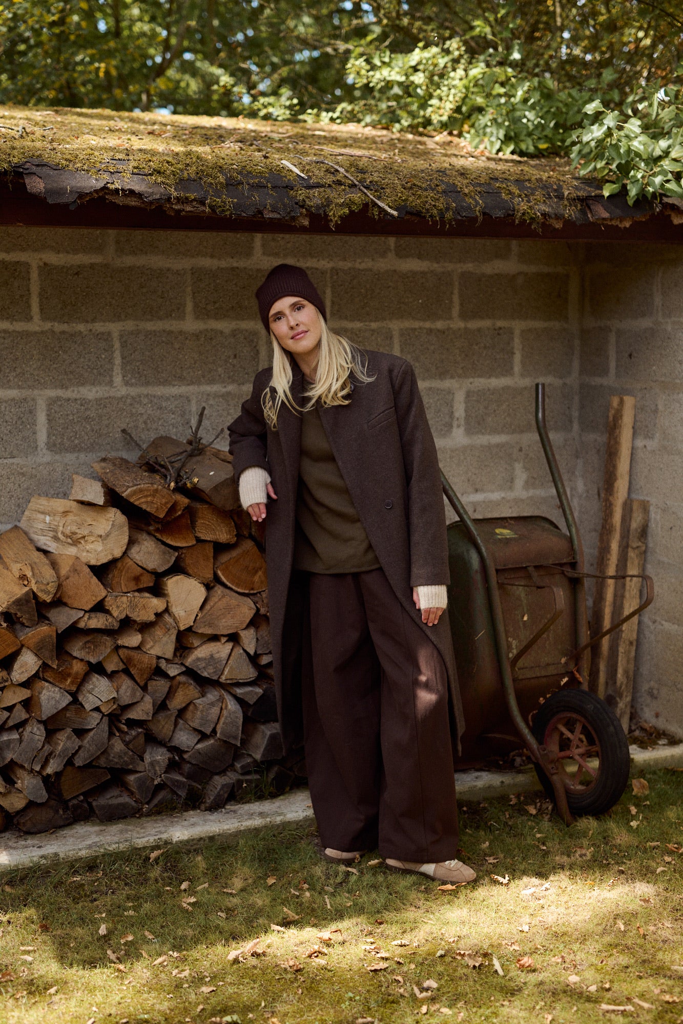 Heather brown wool long coat