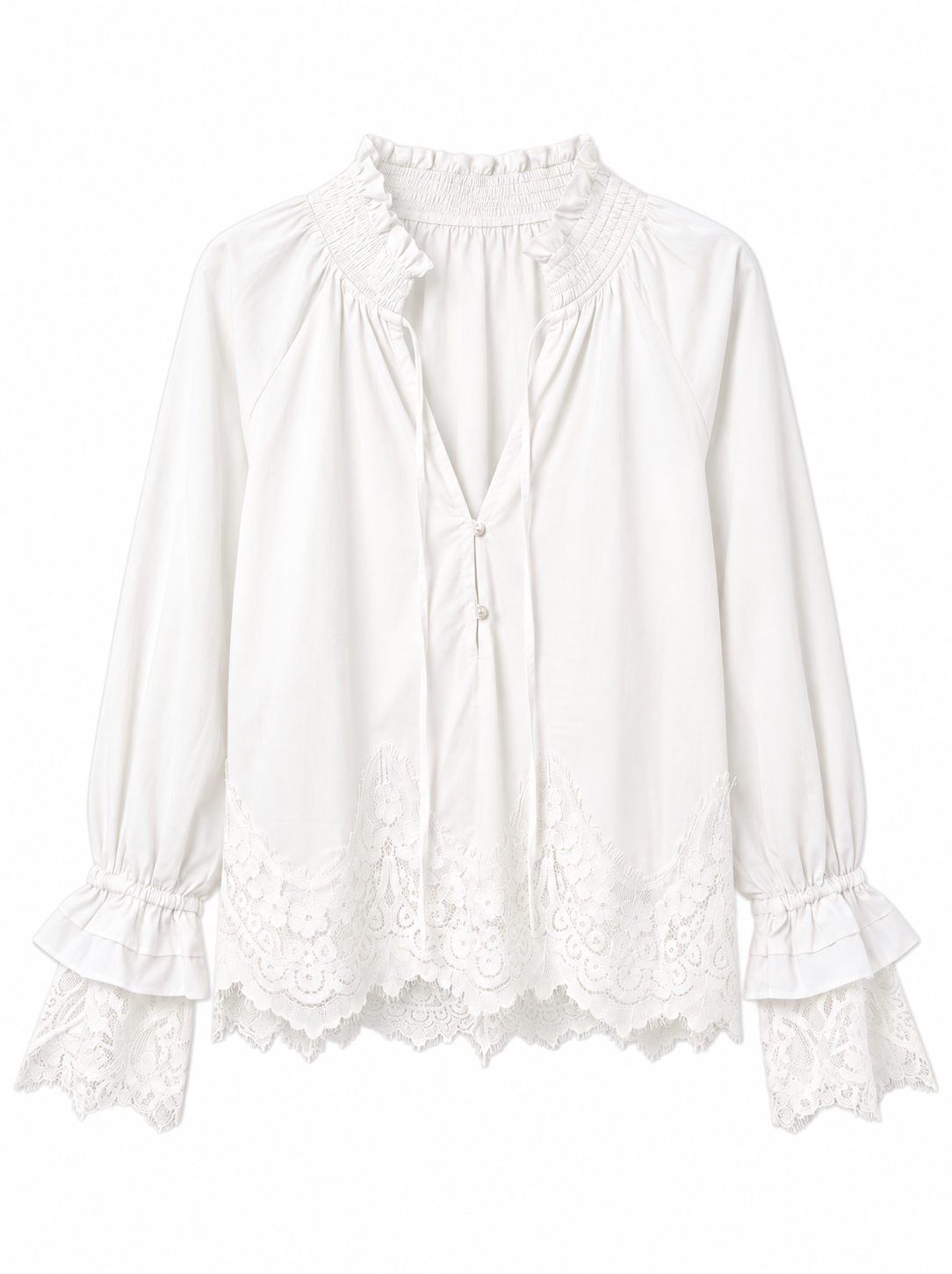 Eve white lace cuff blouse