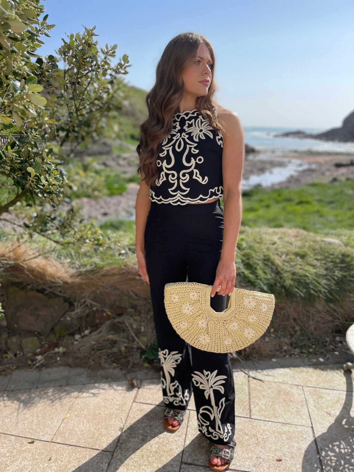 Amelie black embroidered co ord set