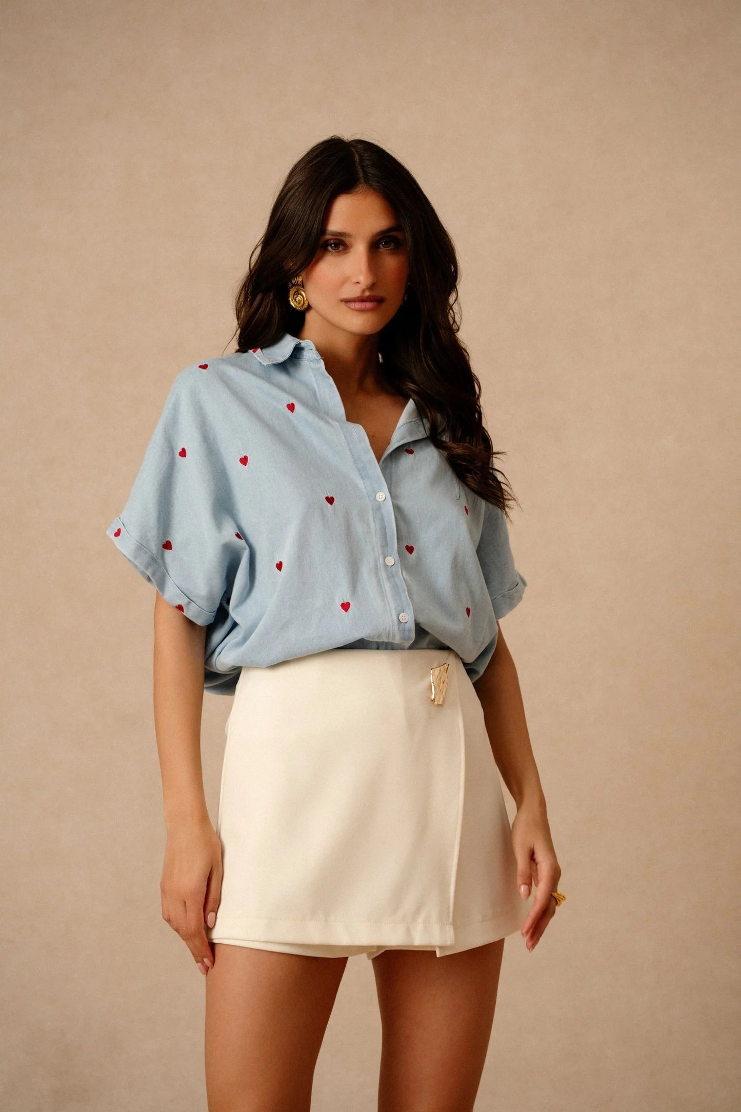 Hannah blue denim heart shirt