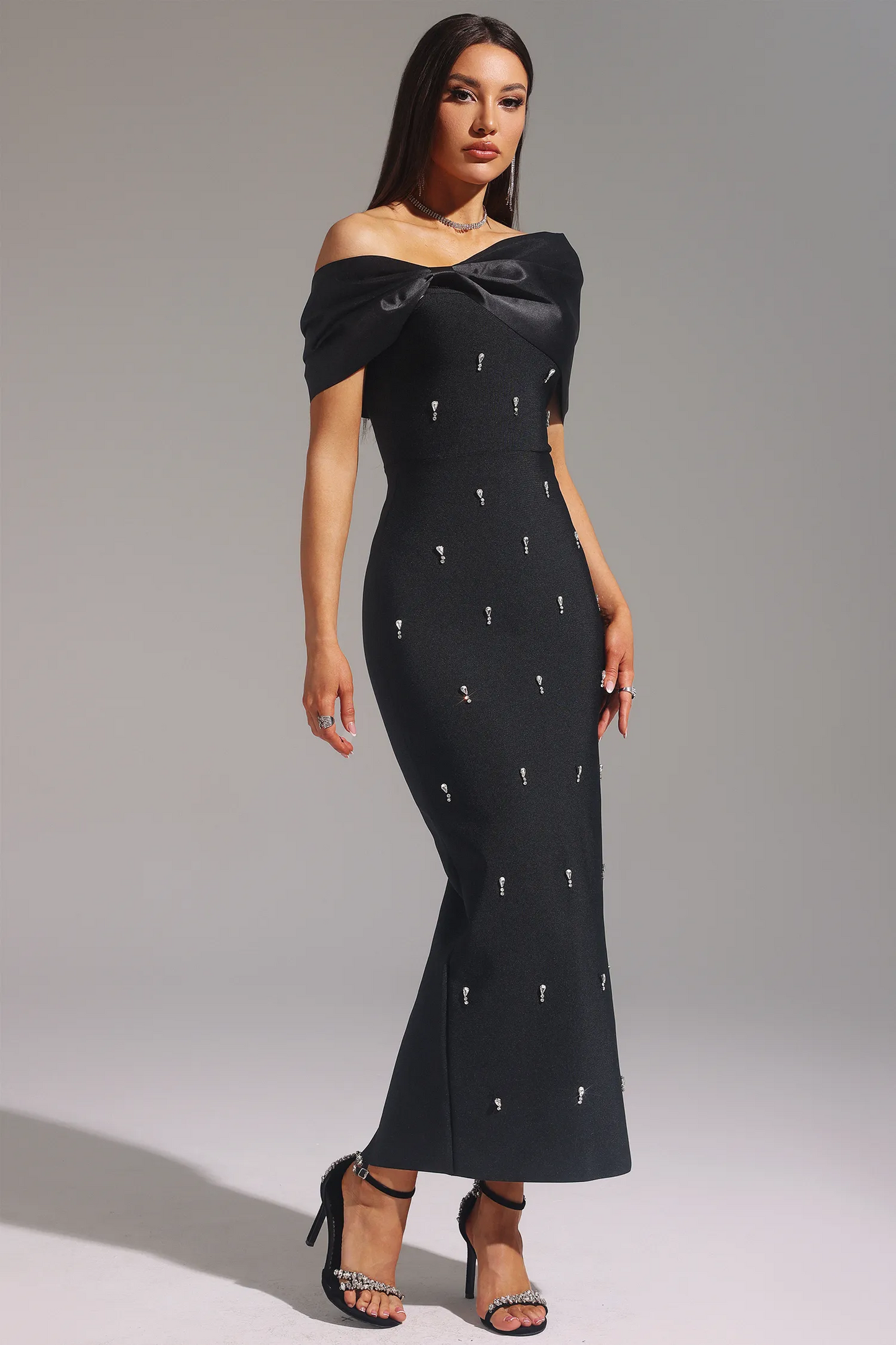 Suri black drop diamond bandage dress
