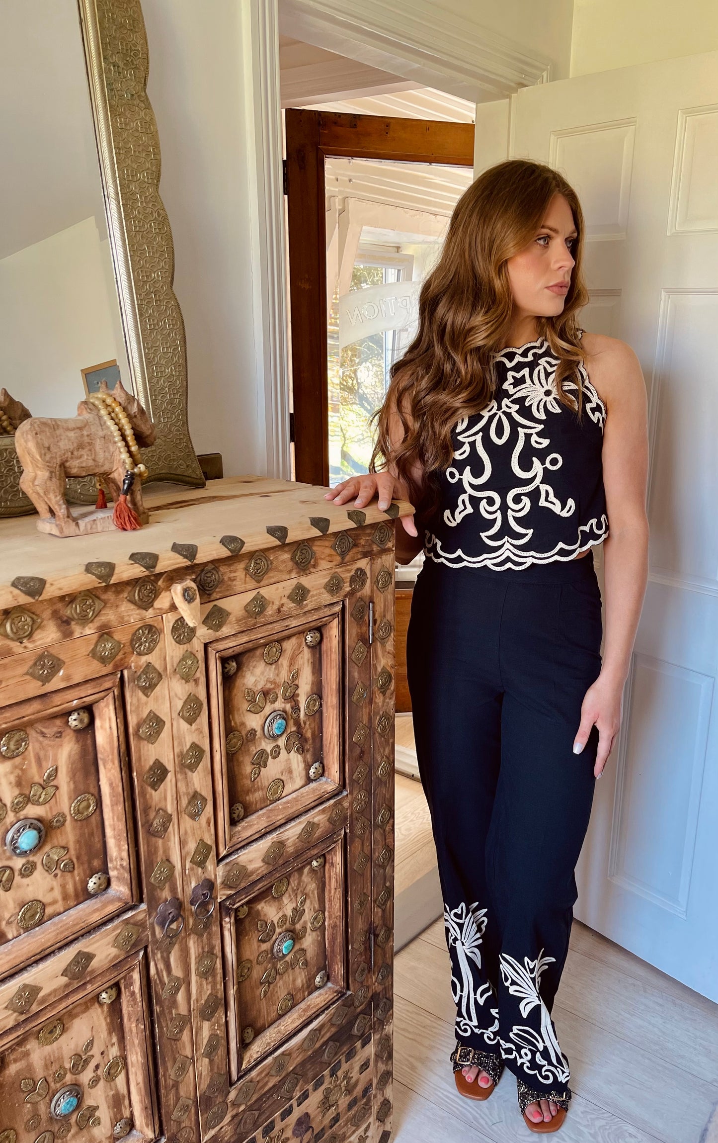 Amelie black embroidered co ord set