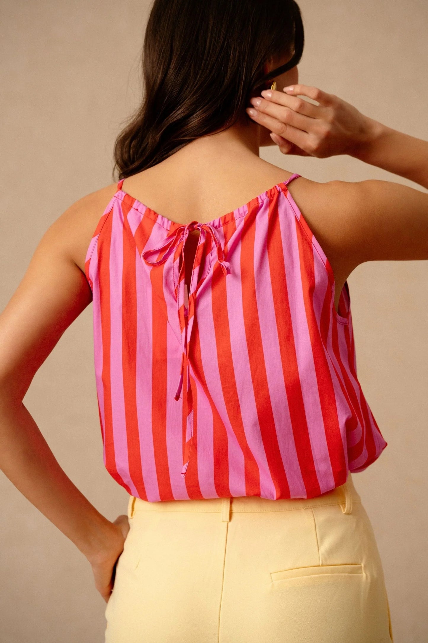 Misha pink and red beaded top