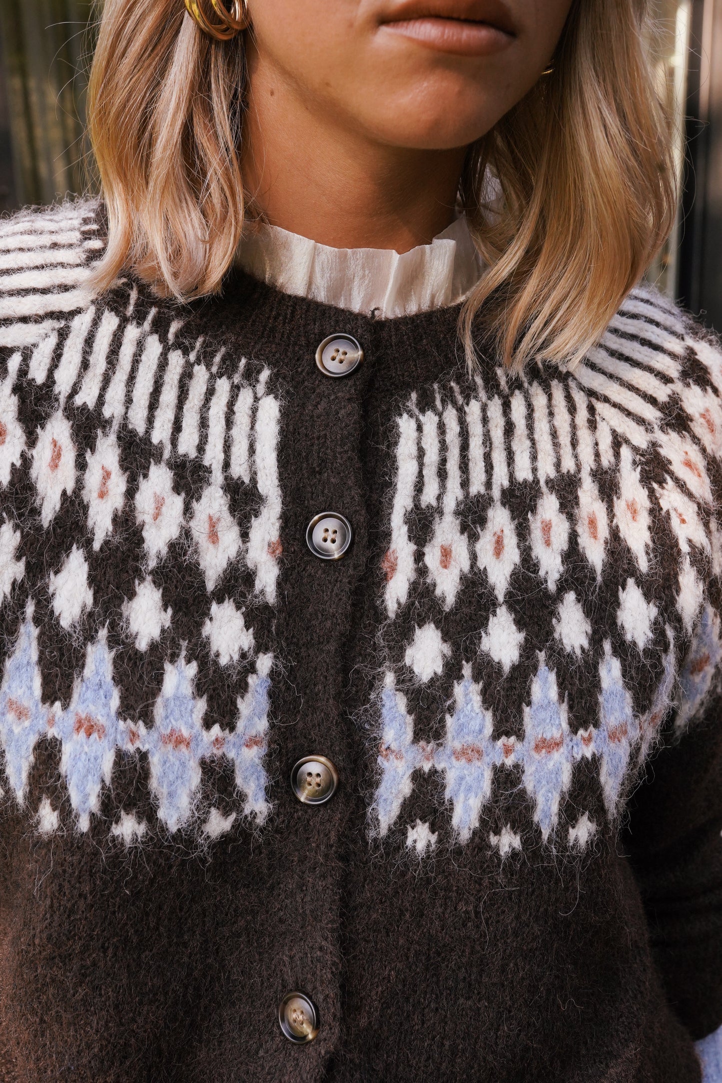 Claire Nordic brown & blue cardigan