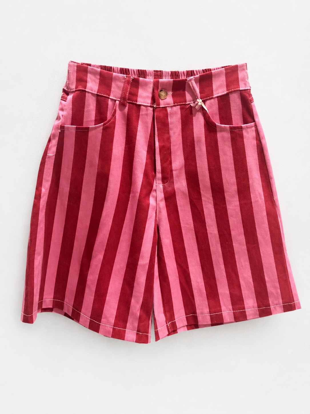 Clair red & pink stripe shorts
