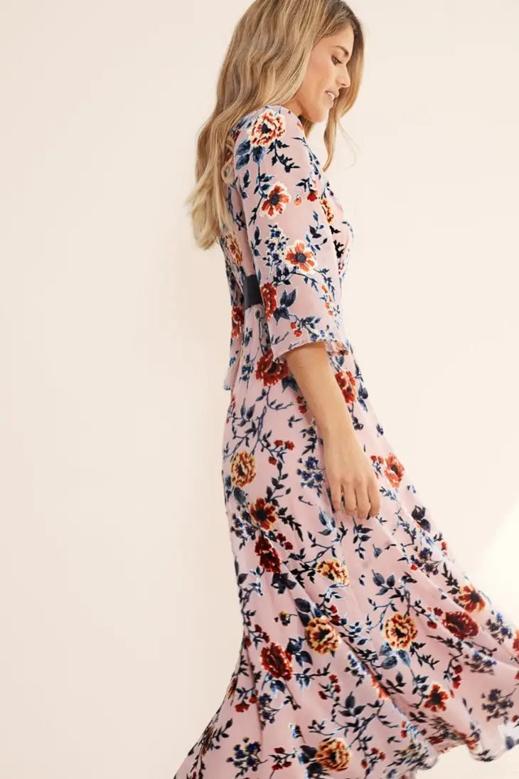 Florian Dress Devore Print Bohemian Rhapsody