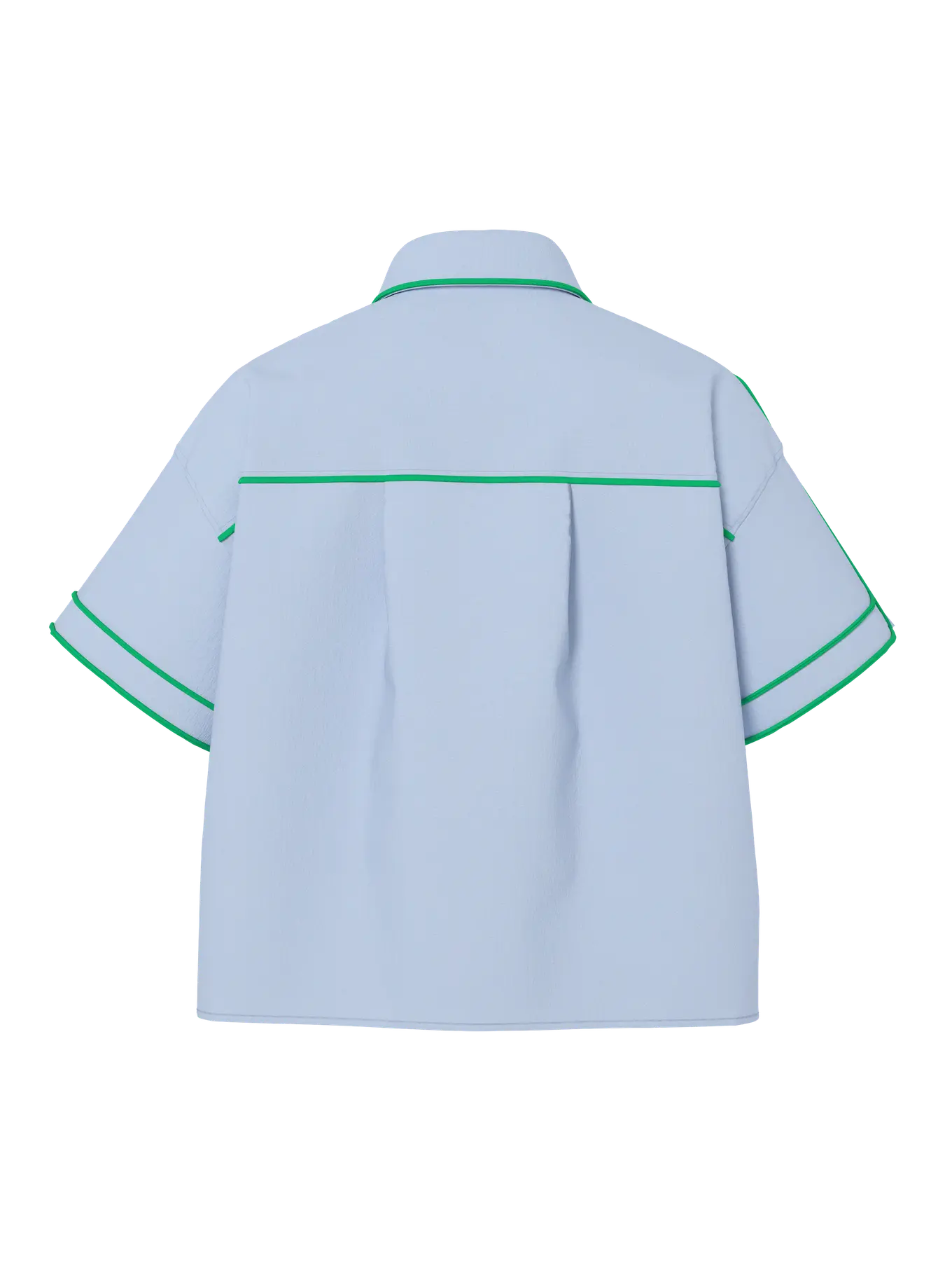 YASLEE SS PIPING BLUE & GREEN SHIRT
