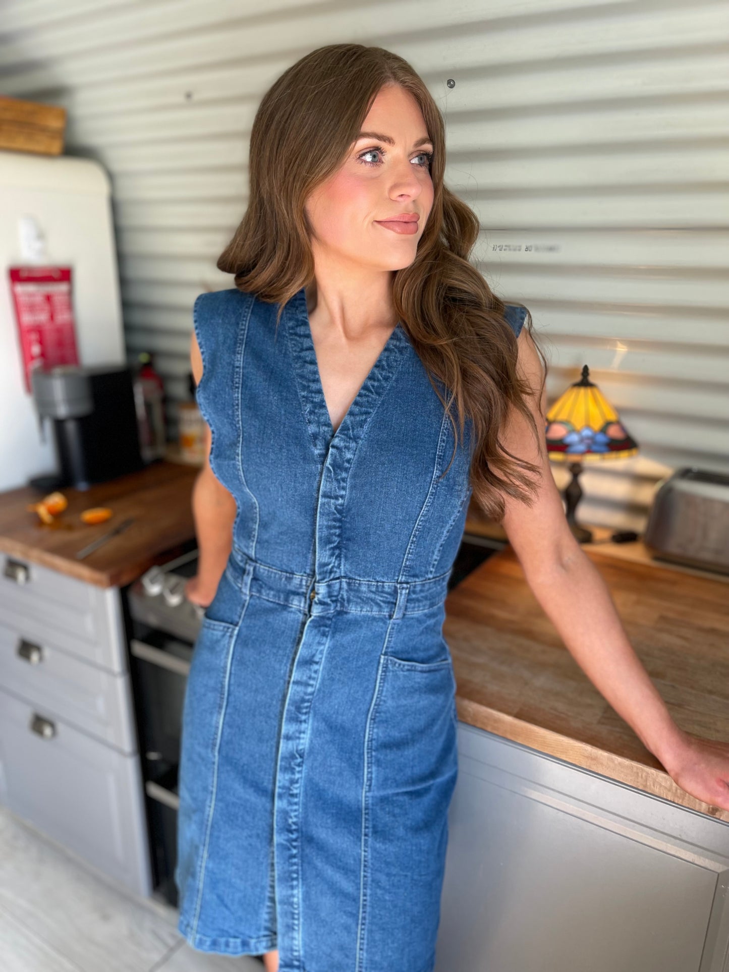 ICHI CALLY - Denim dress - washed med blue
