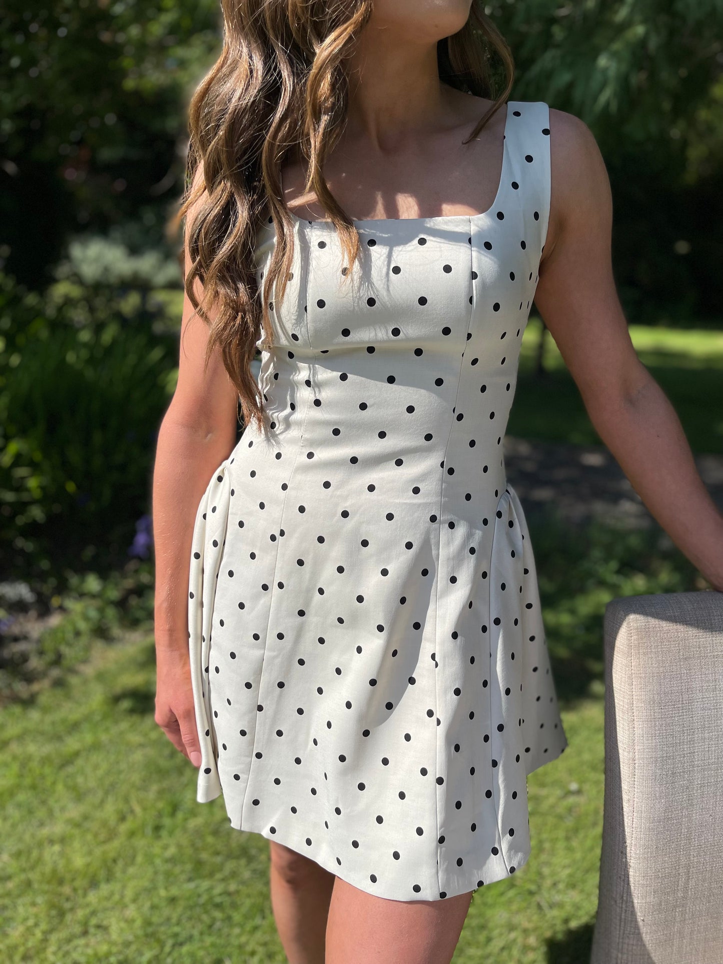 Ivy polka dot square neckline mini dress