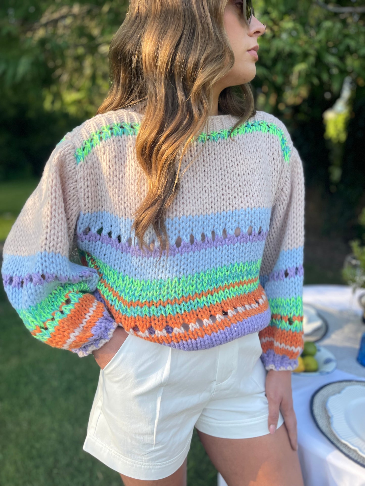 Maddie neon green and taupe jumper