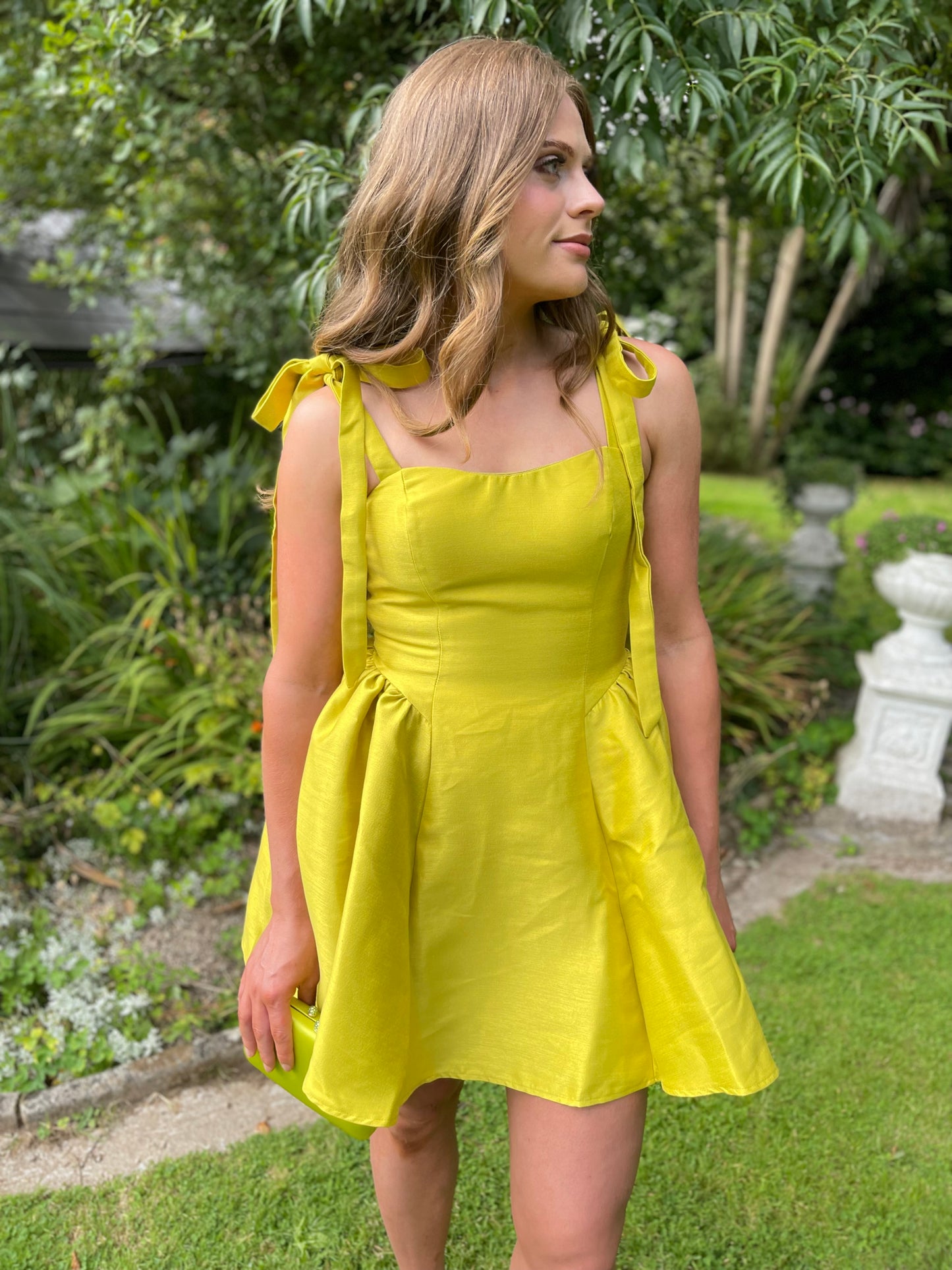 Lily lime πβπ© bow tie shoulder short dress