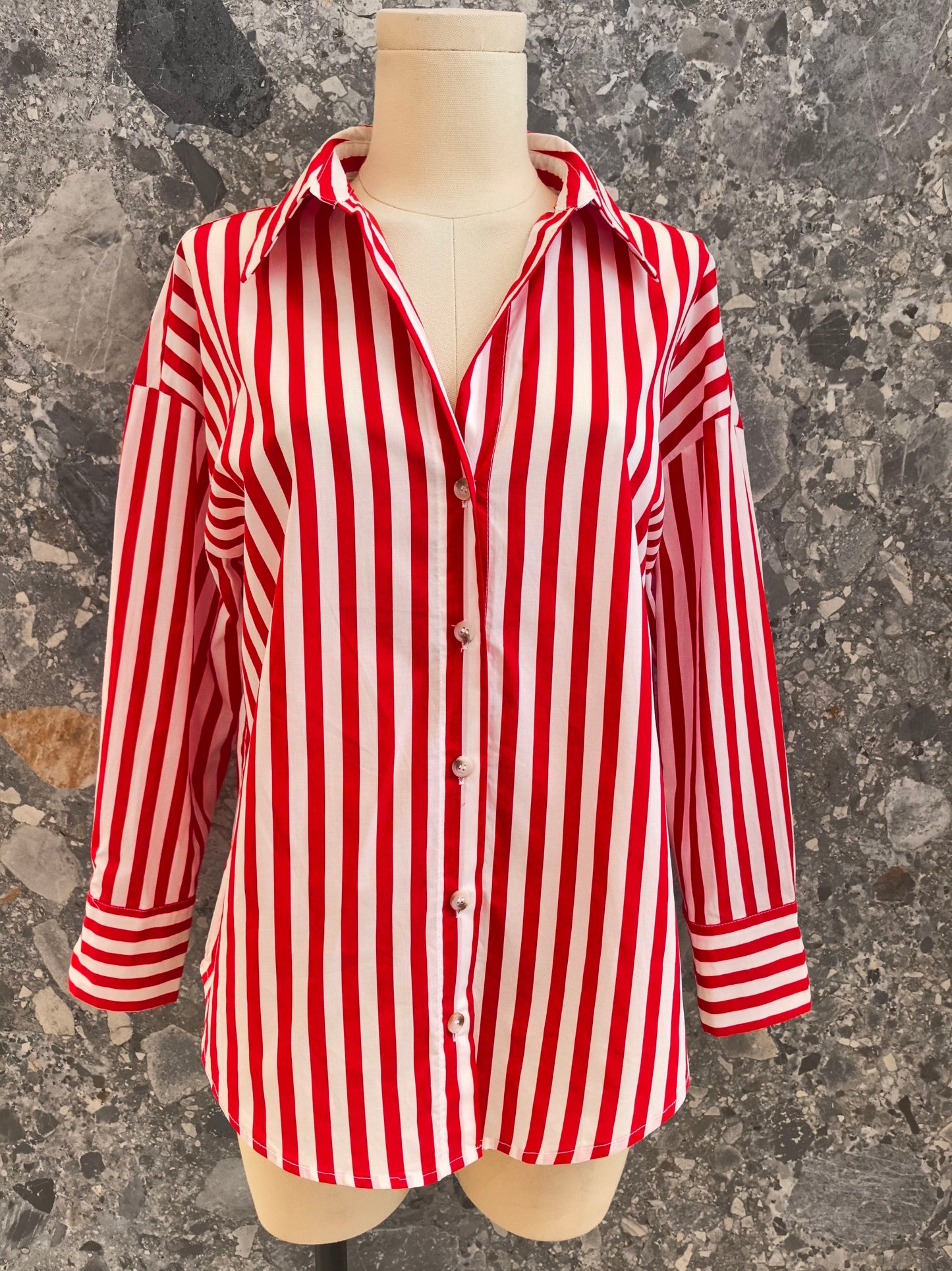 Lucy red striped cotton shirt