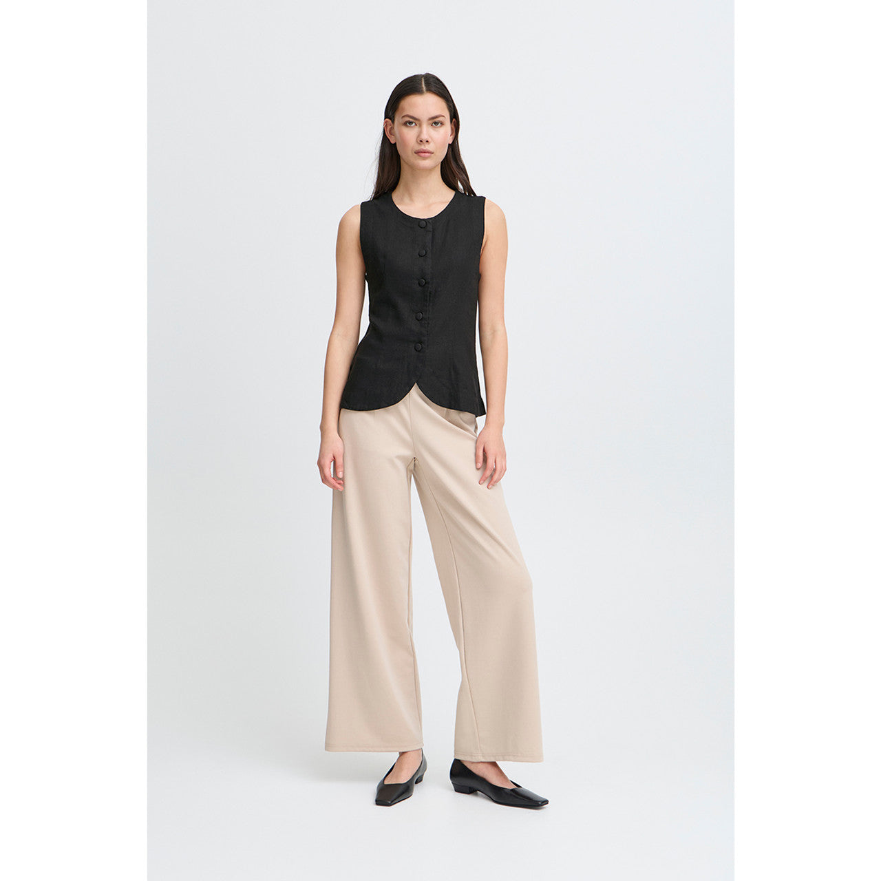 IHLINNO Linen Waistcoat - Black