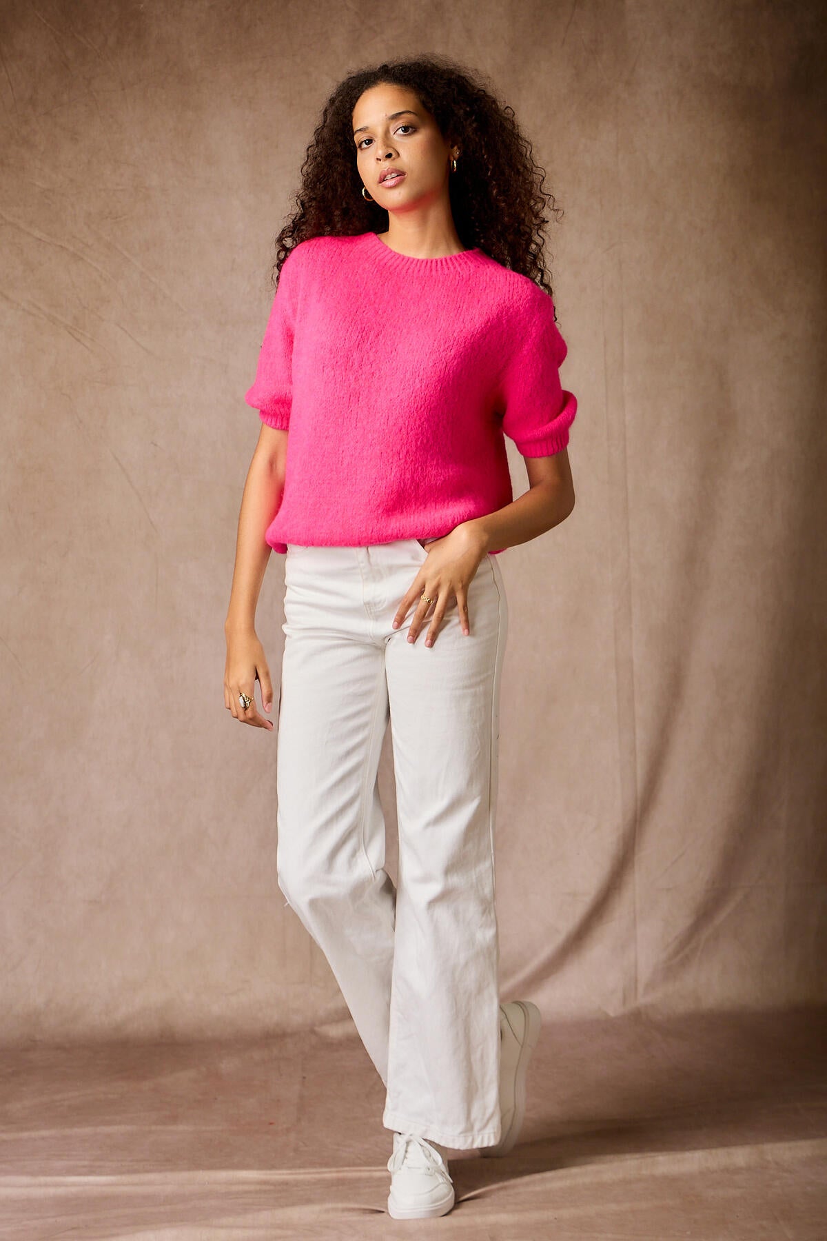 Leah neon pink mohair jumper