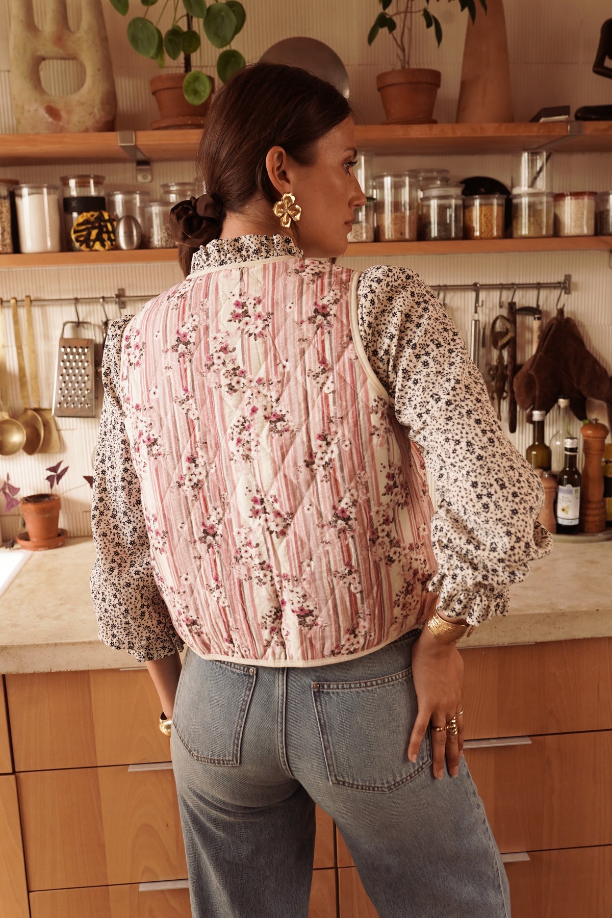 Billie pink floral gilet
