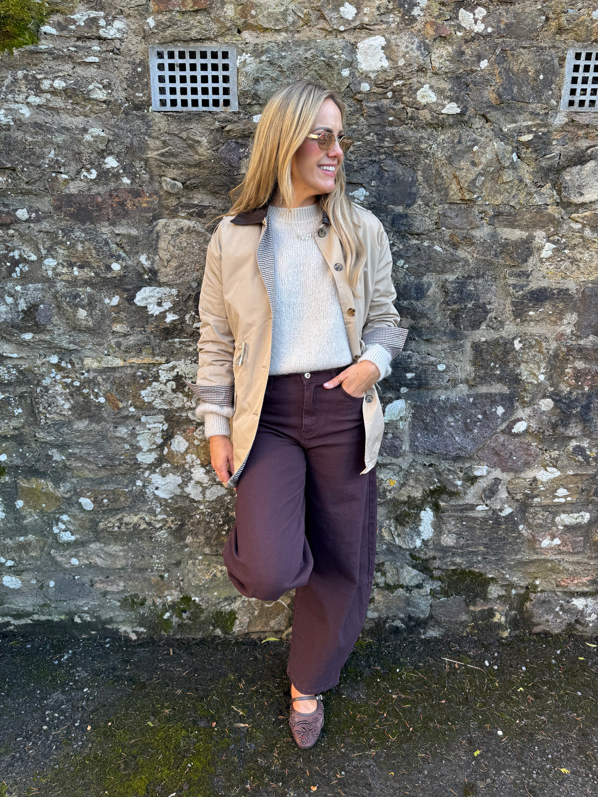 Carole burgundy barrel leg jeans