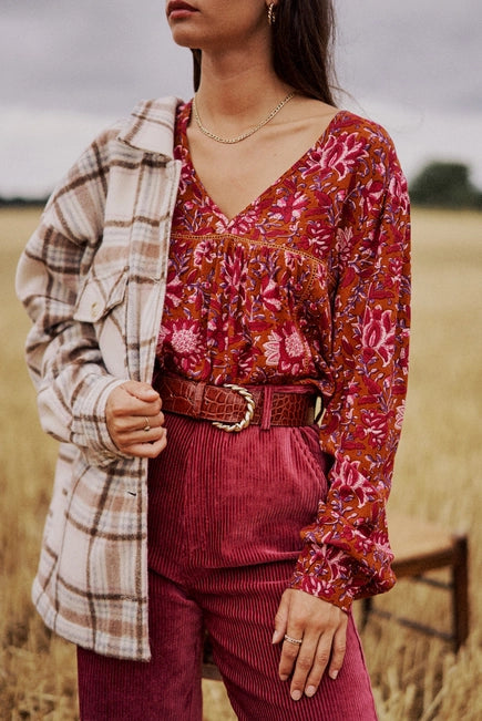 Long Sleeve Printed Blouse