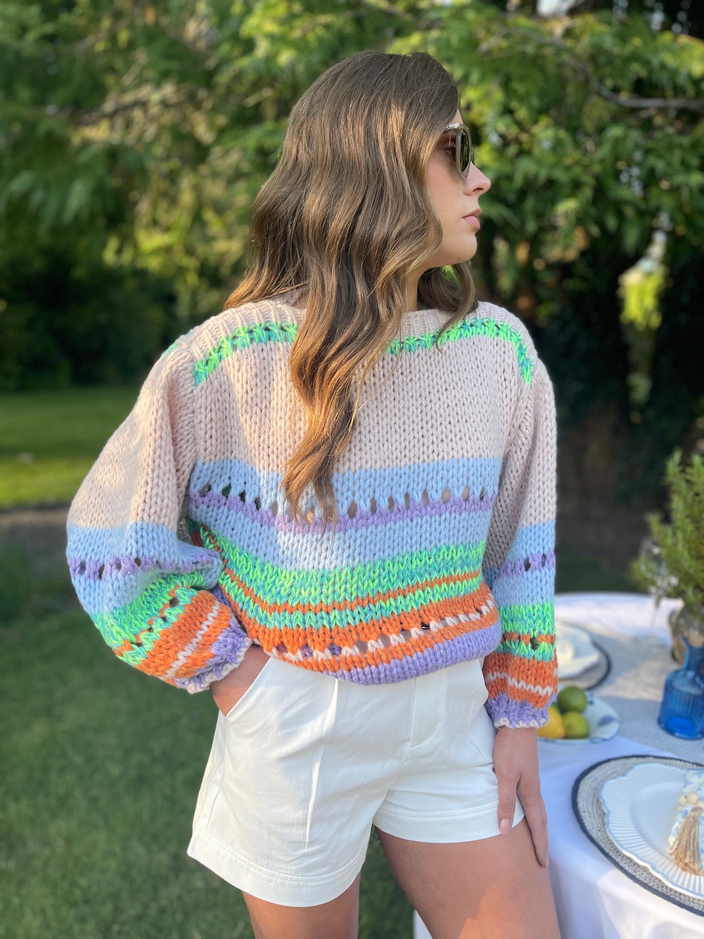 Maddie neon green and taupe jumper