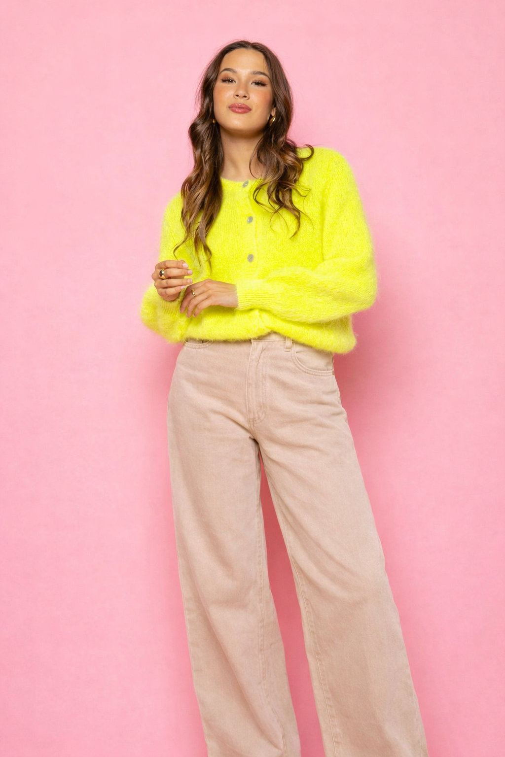 Riley mohair neon yellow cardigan