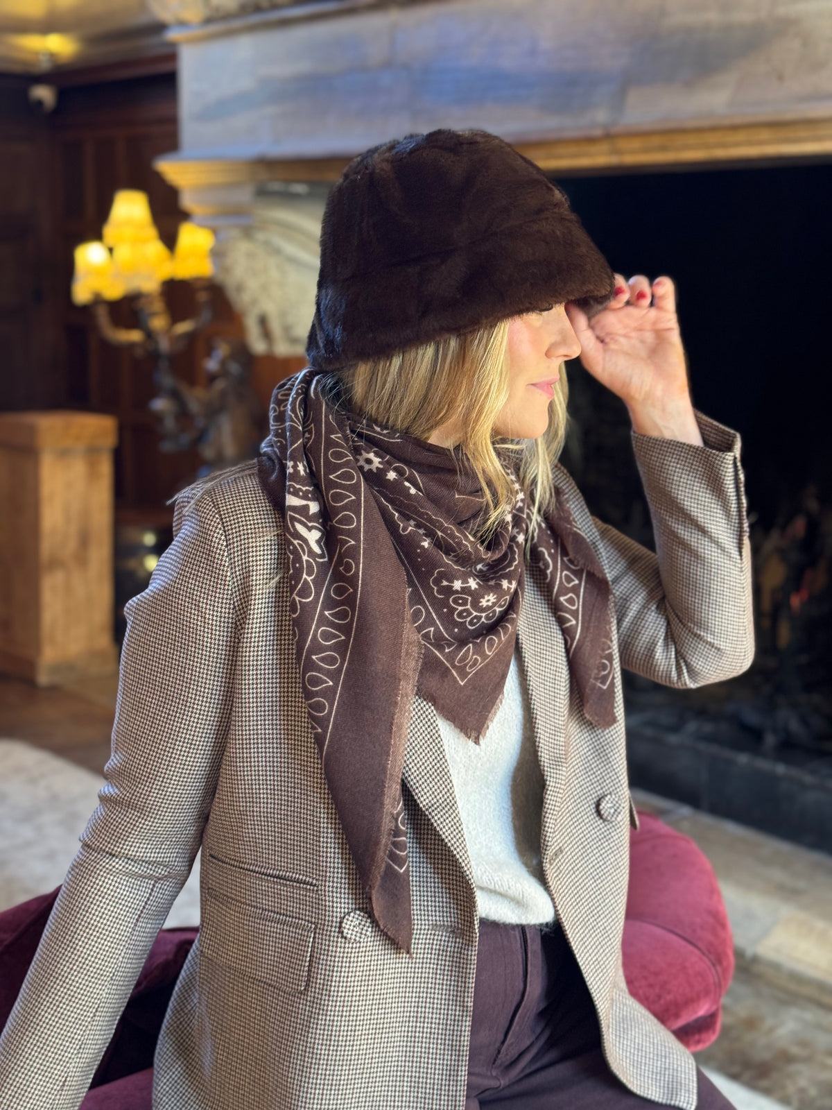 Pearl check houndstooth blazer