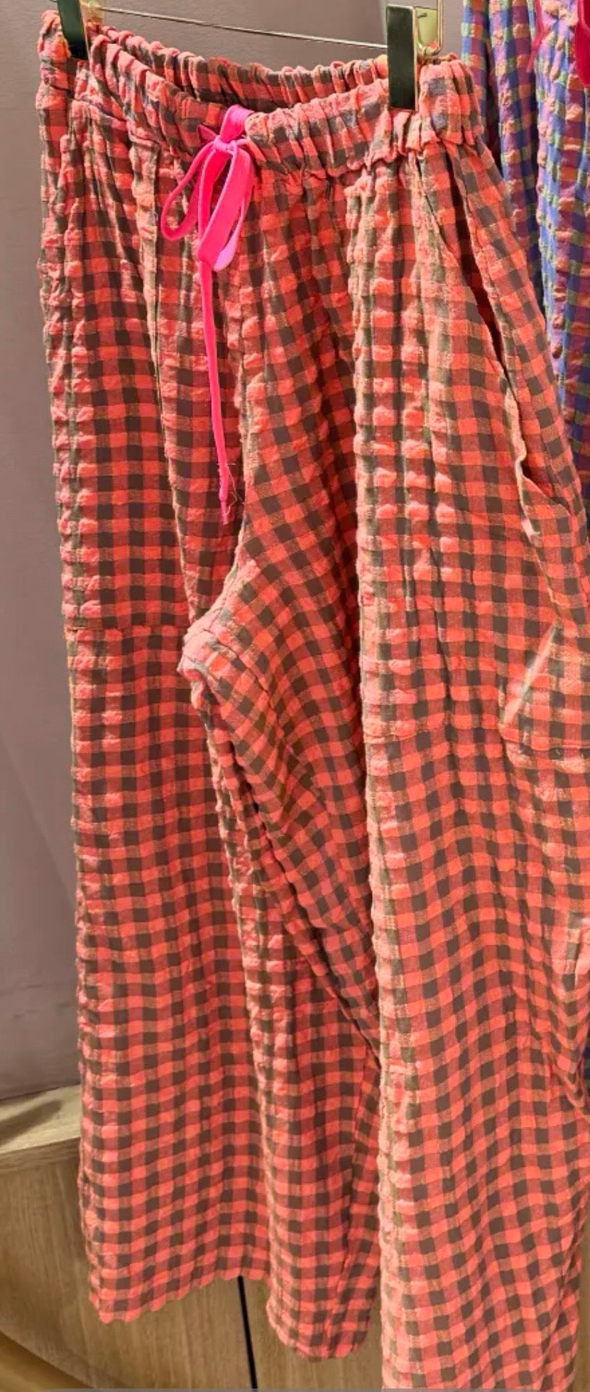 Erica gingham coral trousers