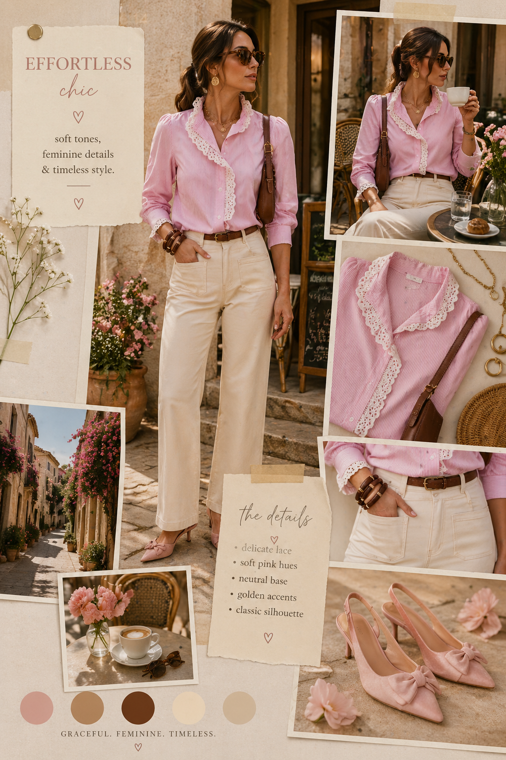 Margot pink stripe lace ruffle blouse