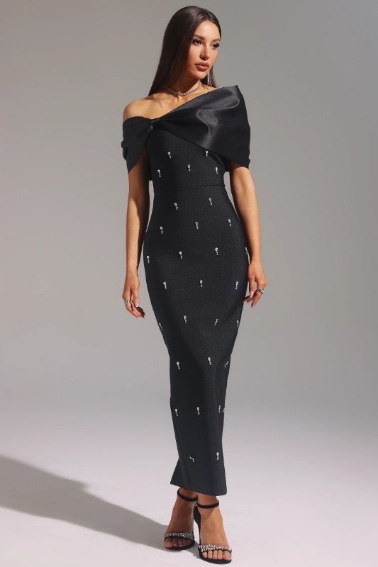 Suri black drop diamond bandage dress