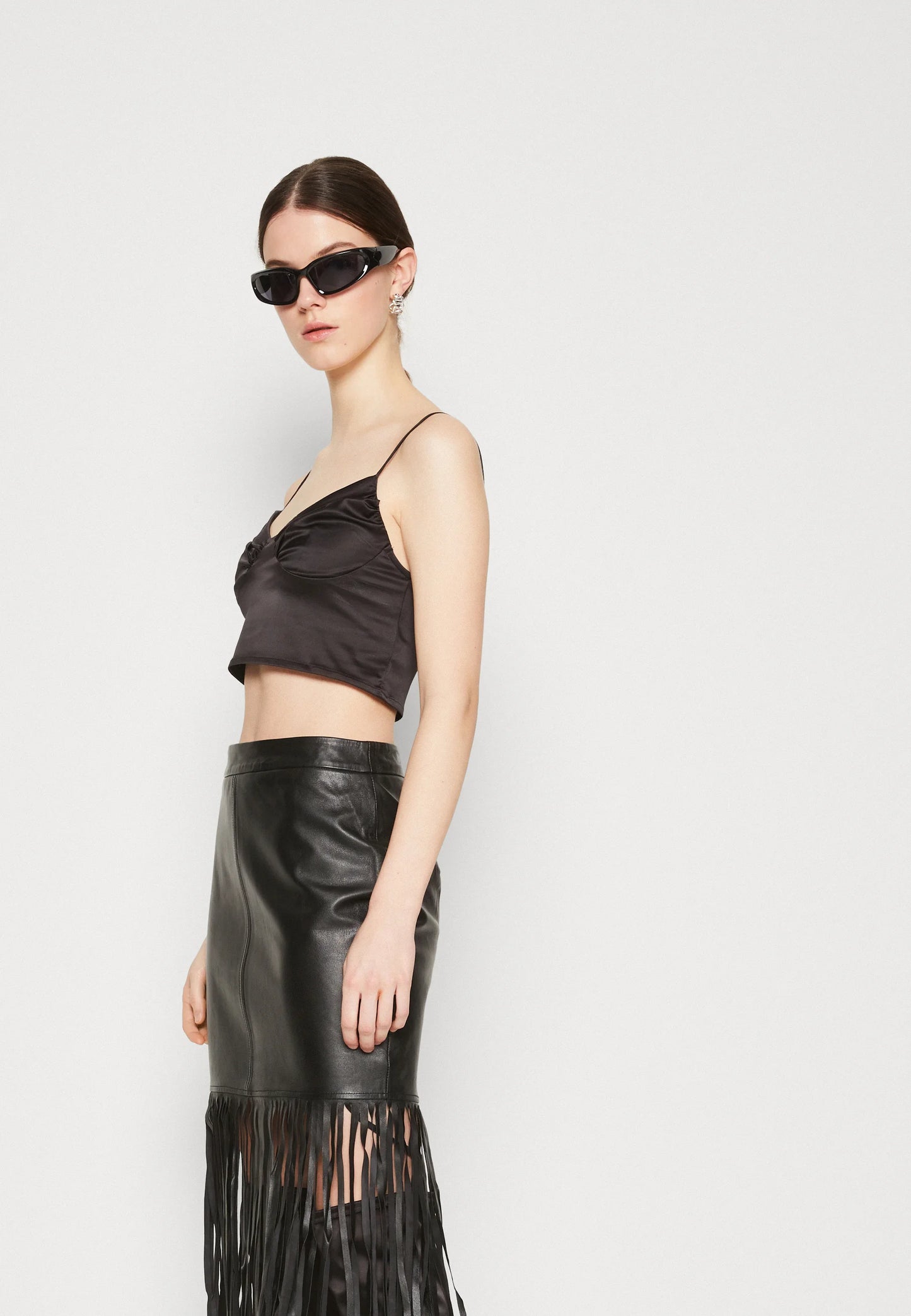 YASFUSANI Leather fringed skirt