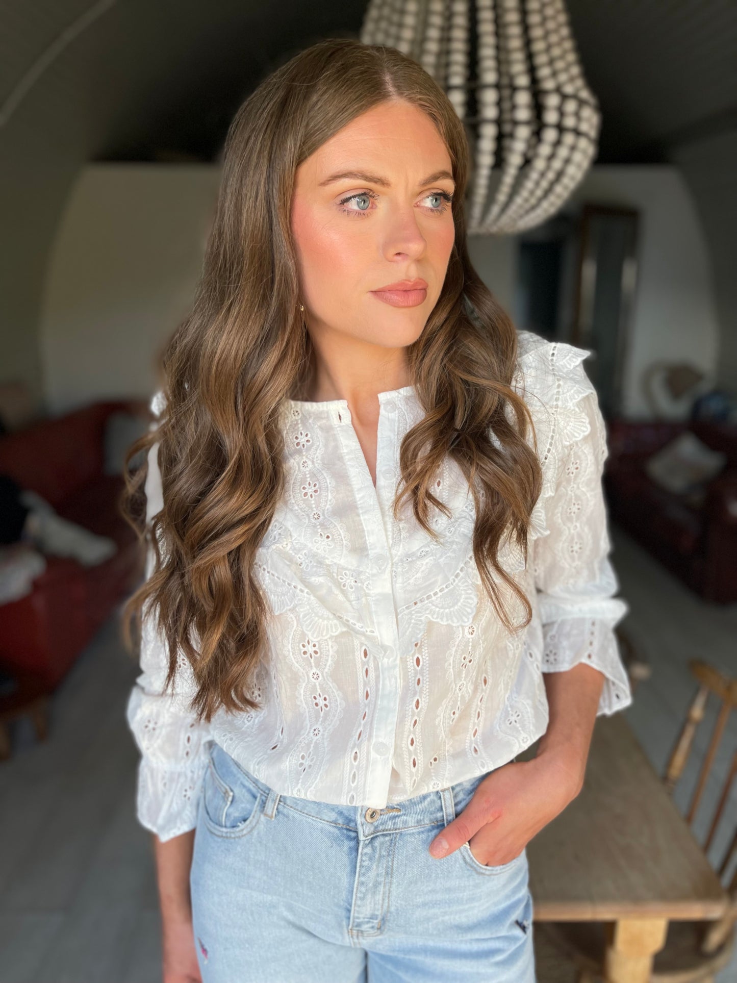 Madeleine cotton frill white blouse