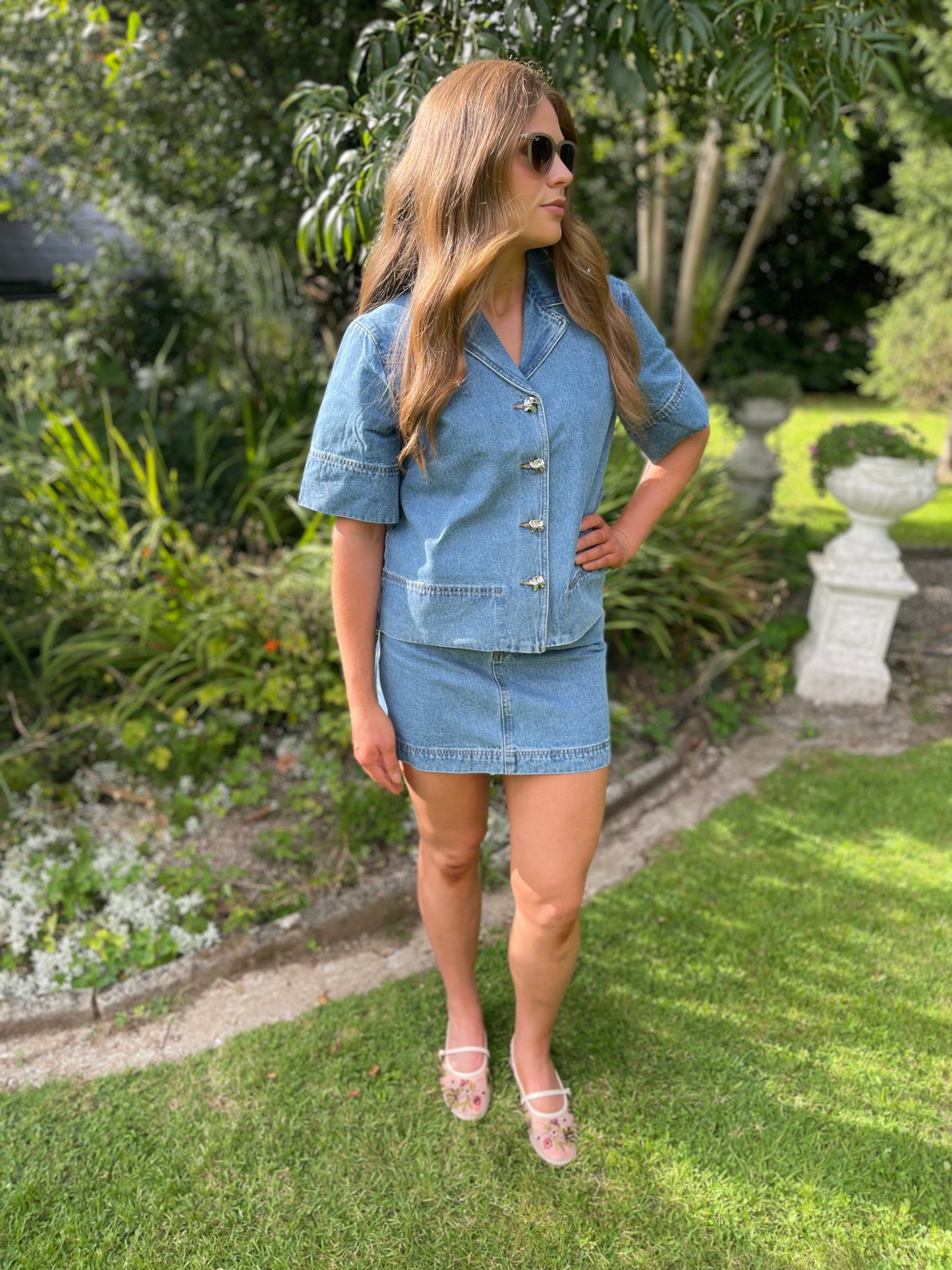 YASCECI Denim button skirt