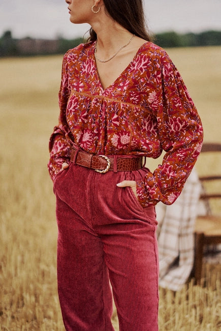 Long Sleeve Printed Blouse