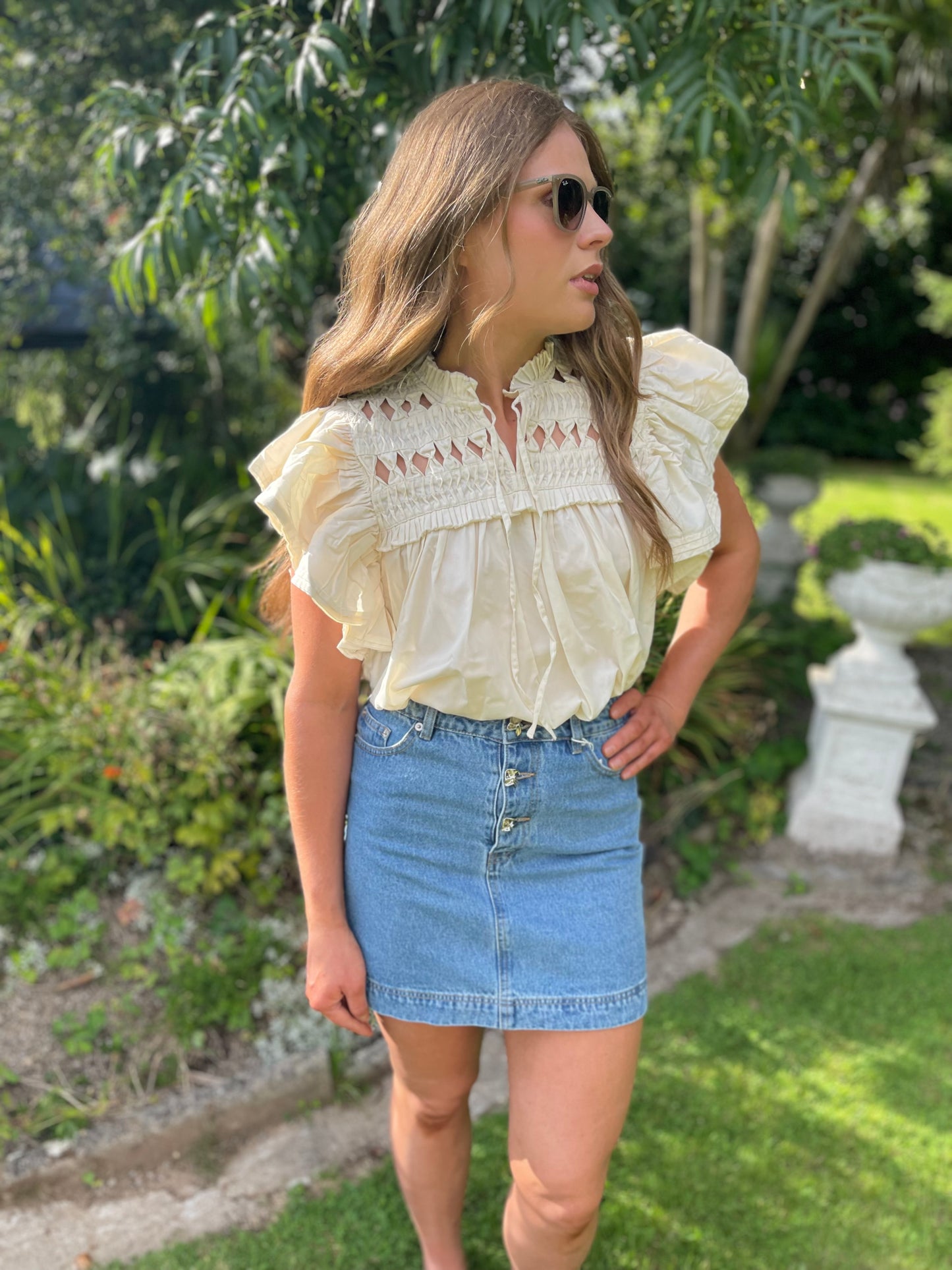 YASCECI Denim button skirt