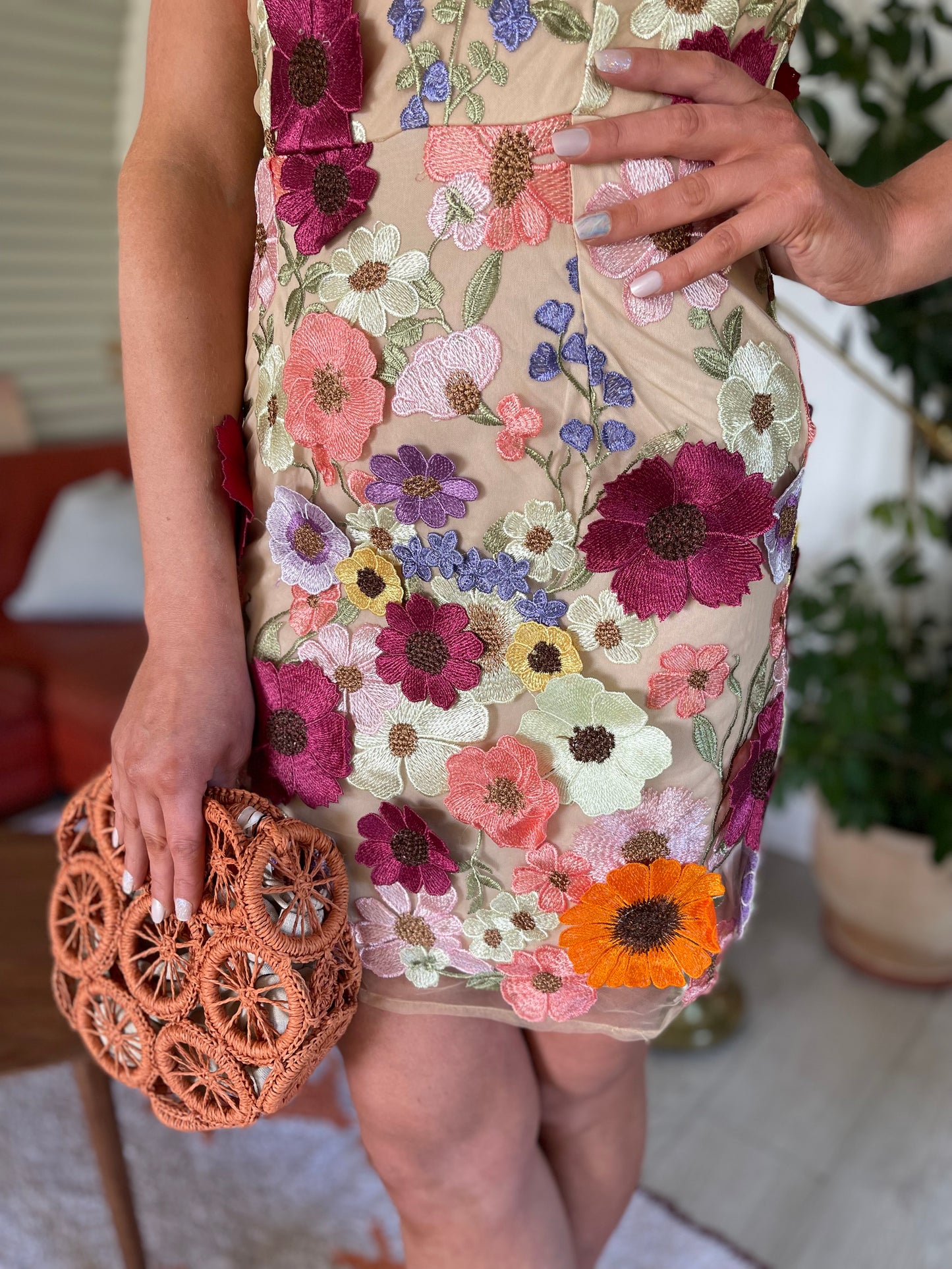 Mila floral embroidery puff sleeve dress