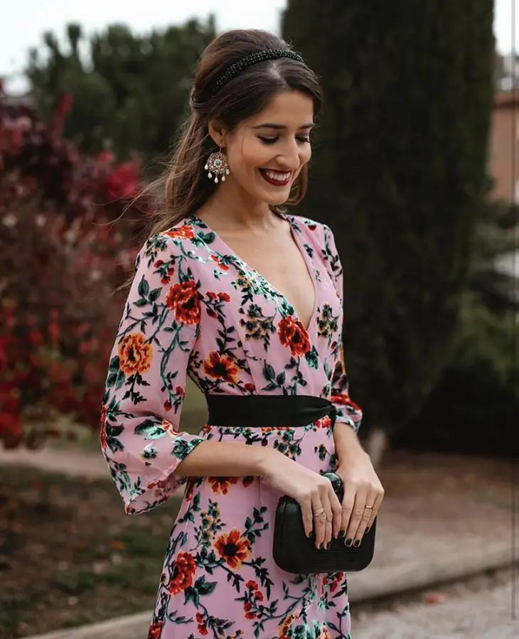 Florian Dress Devore Print Bohemian Rhapsody