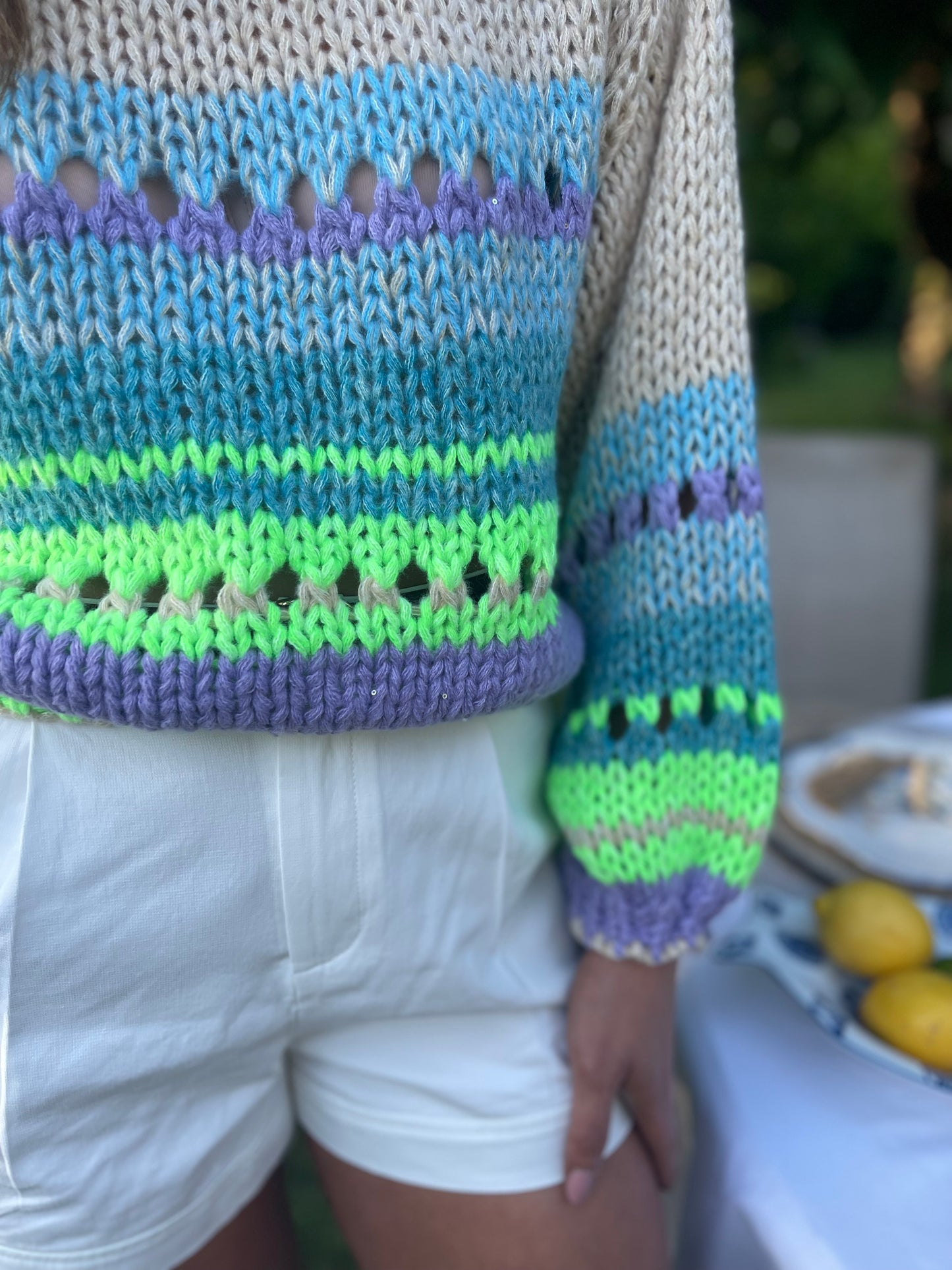 Maddie neon mint and taupe jumper