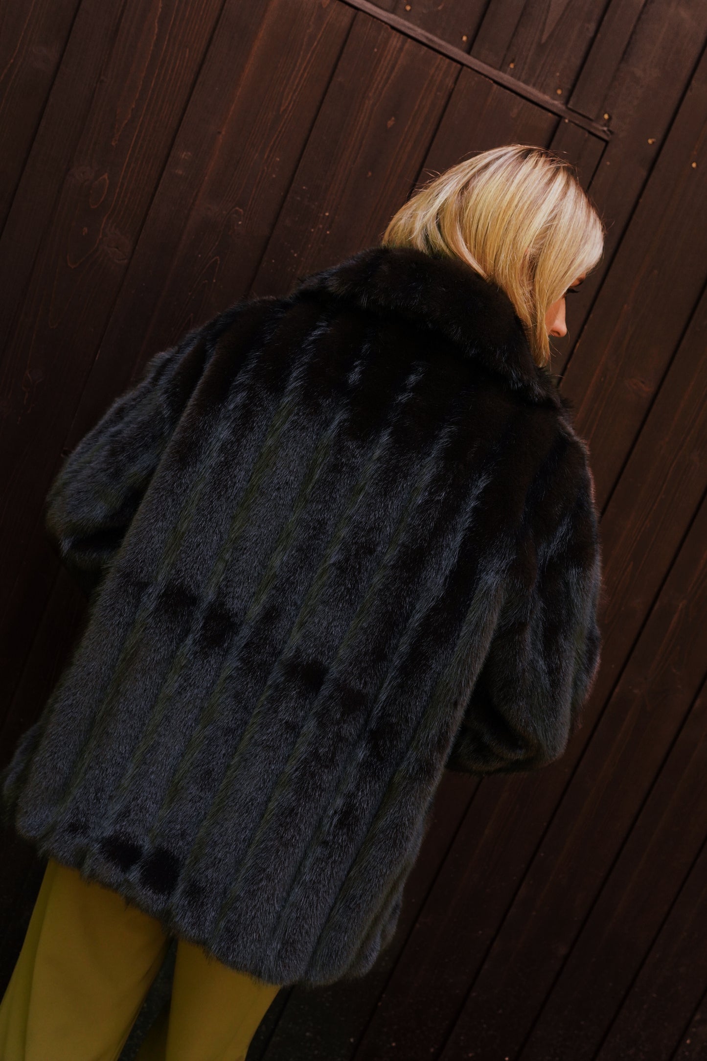 Eliza maroon brown faux fur coat
