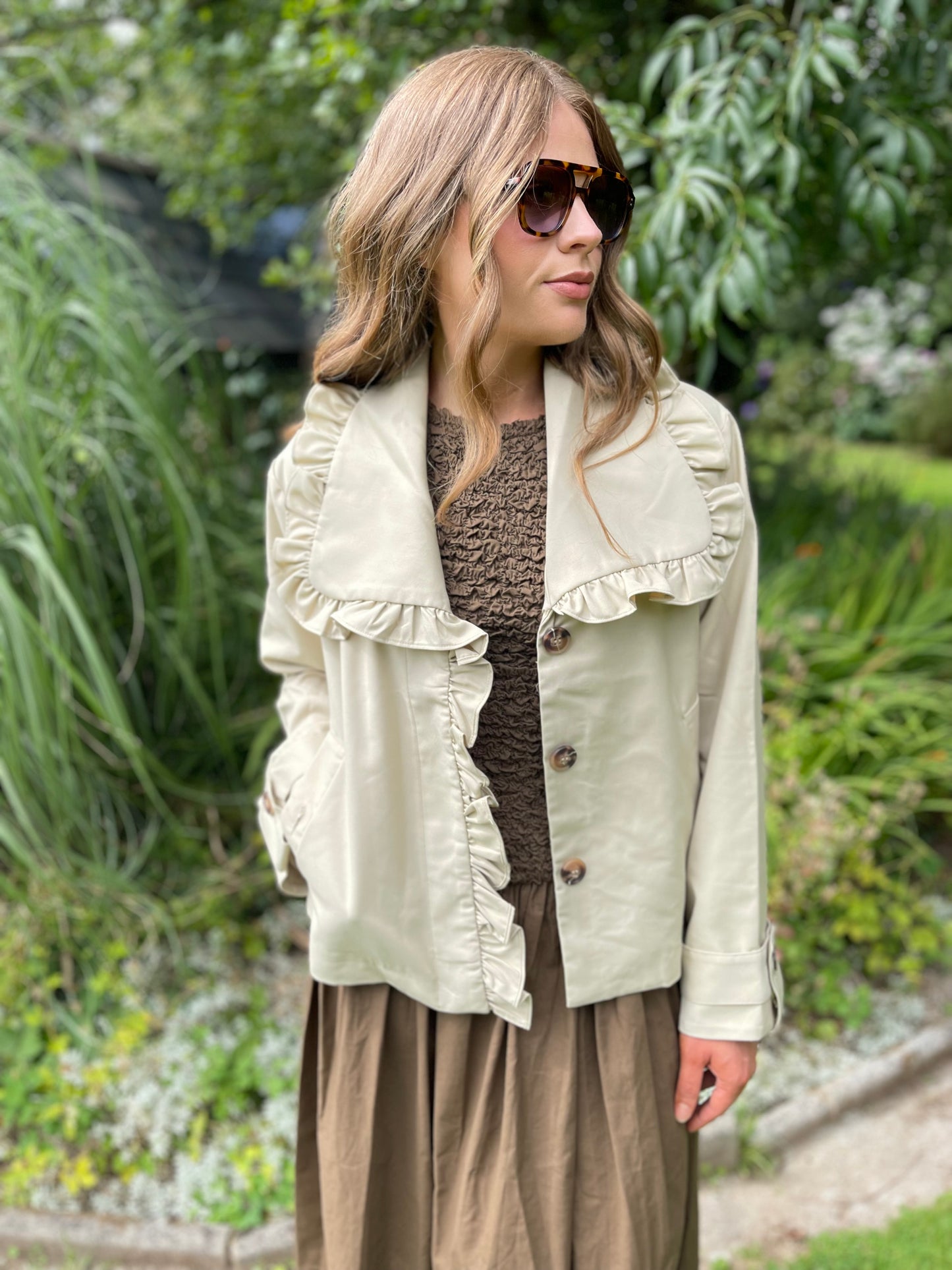 Mila ruched cotton brown dress