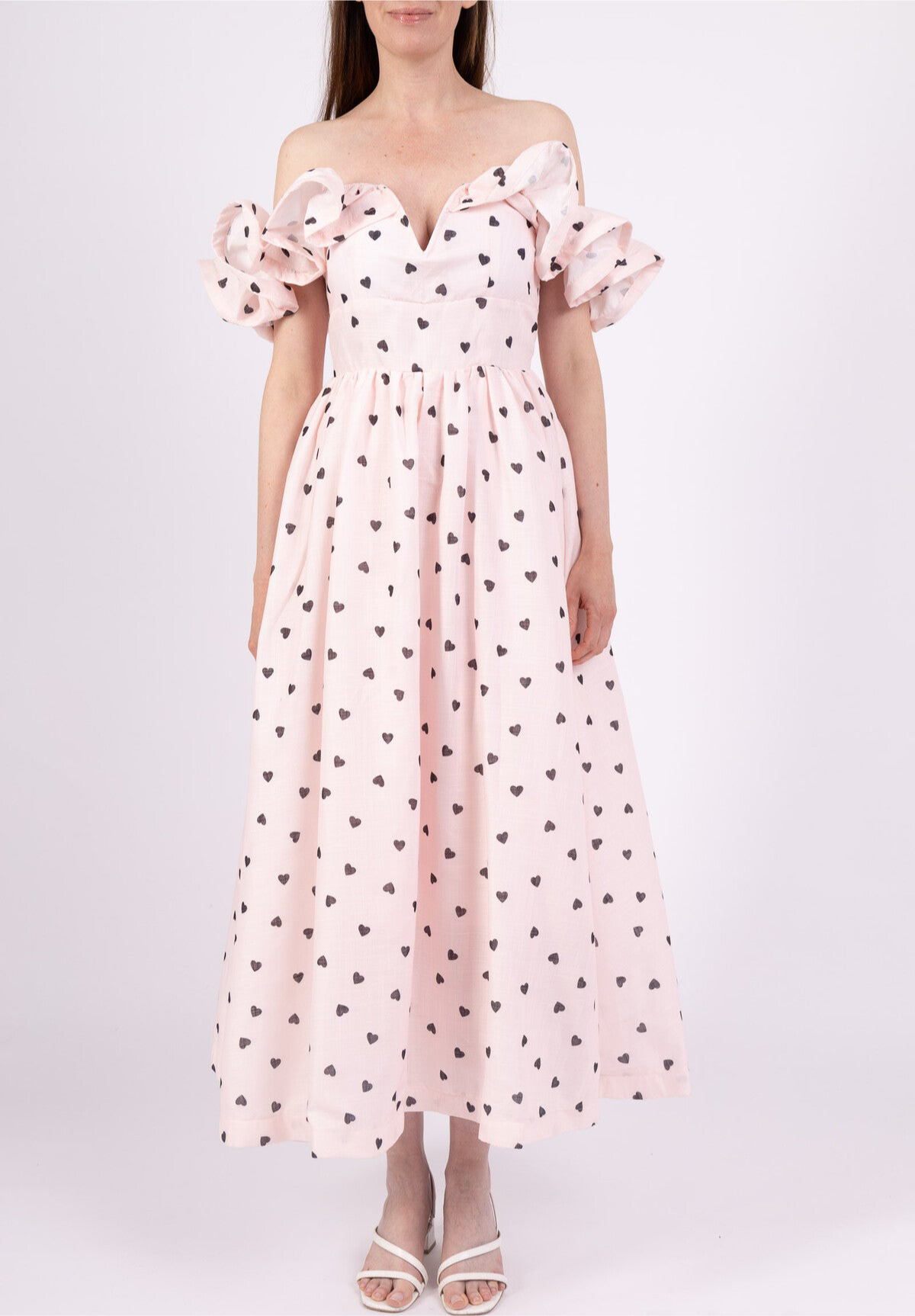 Belle soft pink heart print dress