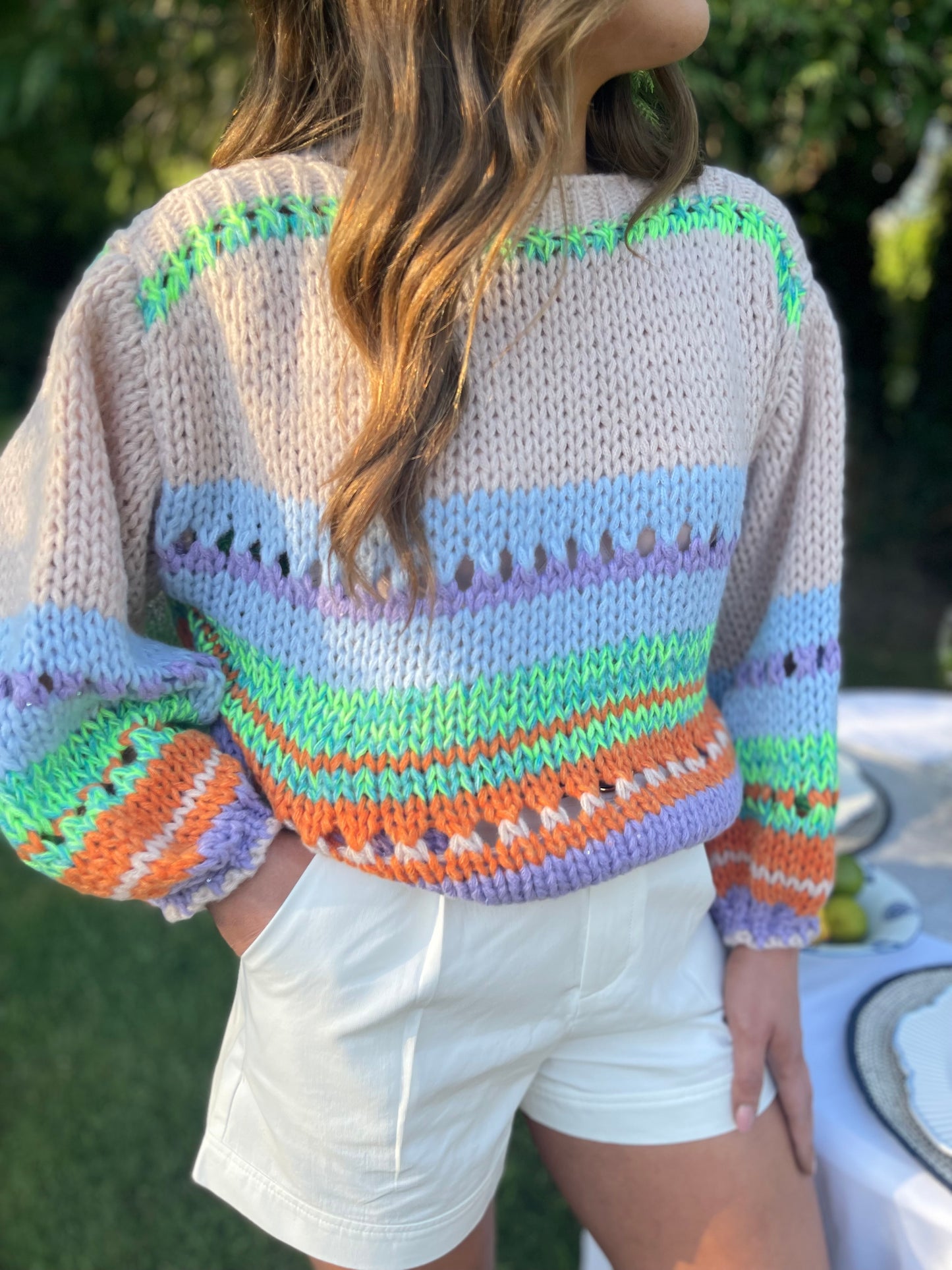 Maddie neon green and taupe jumper