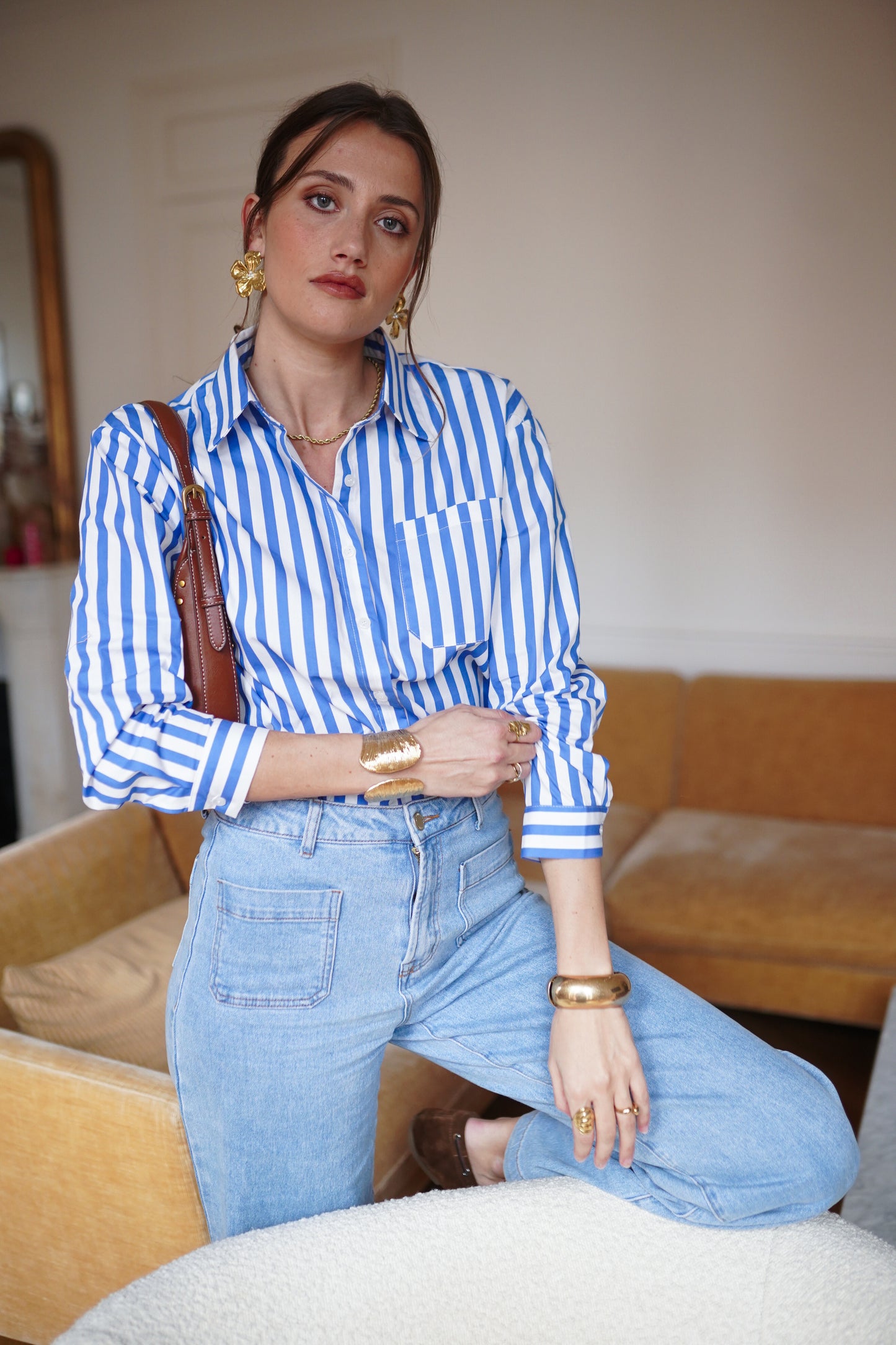 Mila blue striped cotton shirt
