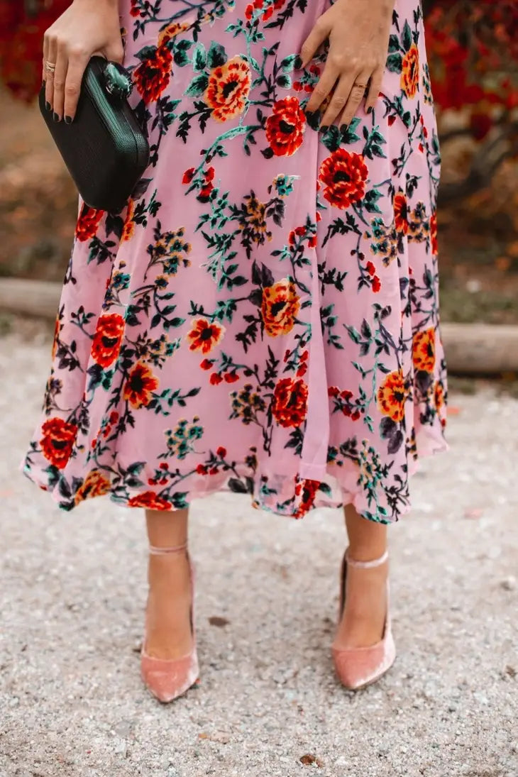 Florian Dress Devore Print Bohemian Rhapsody