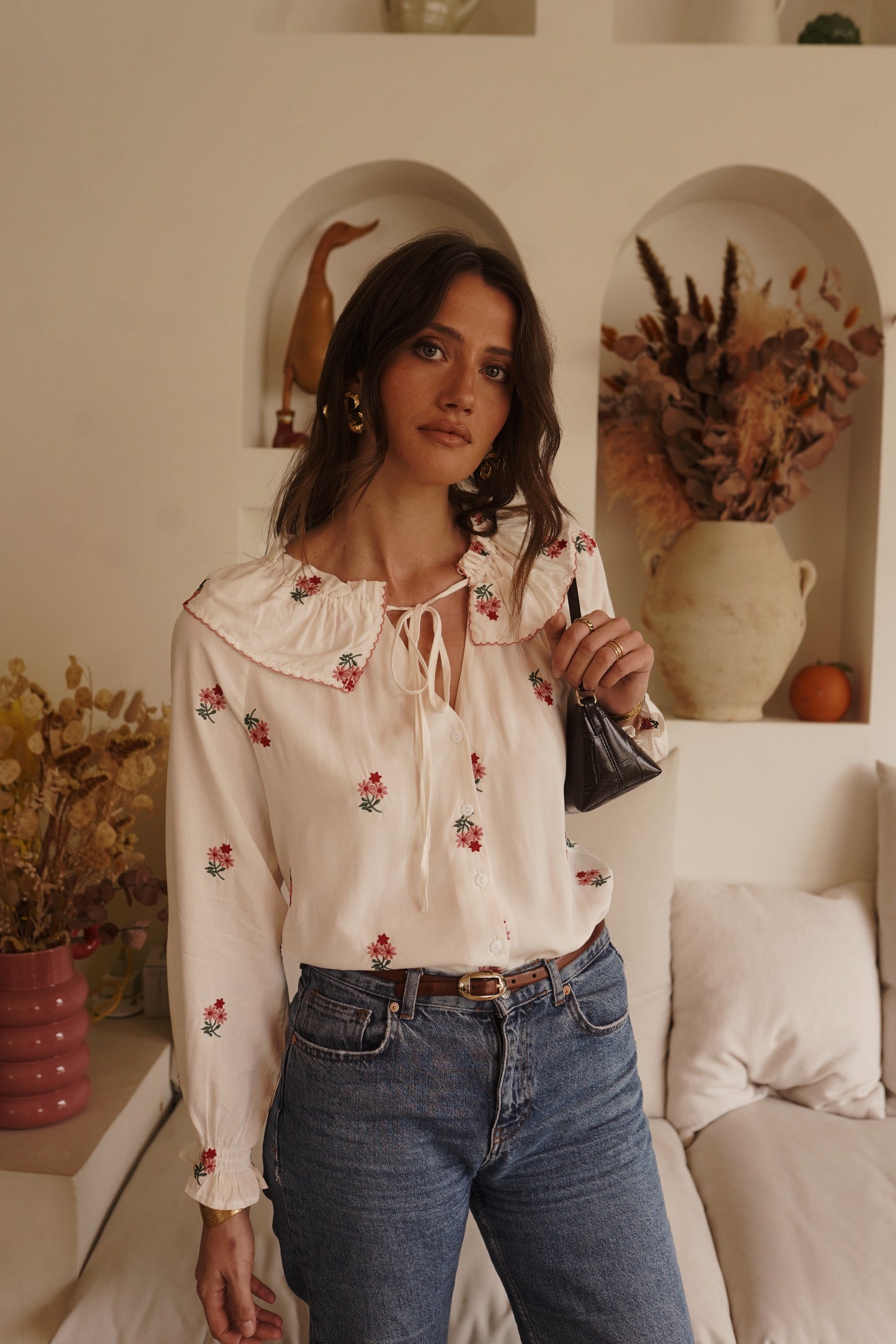 Etta floral Peter Pan white blouse