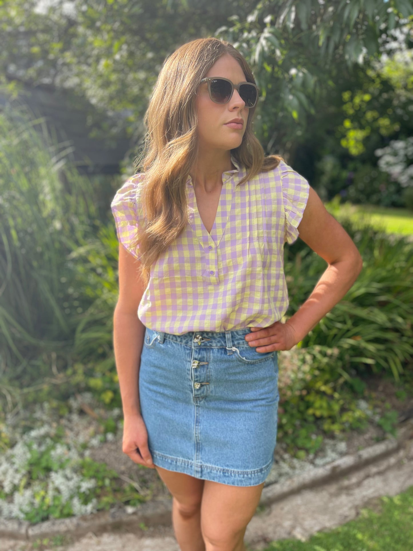 YASCECI Denim button skirt