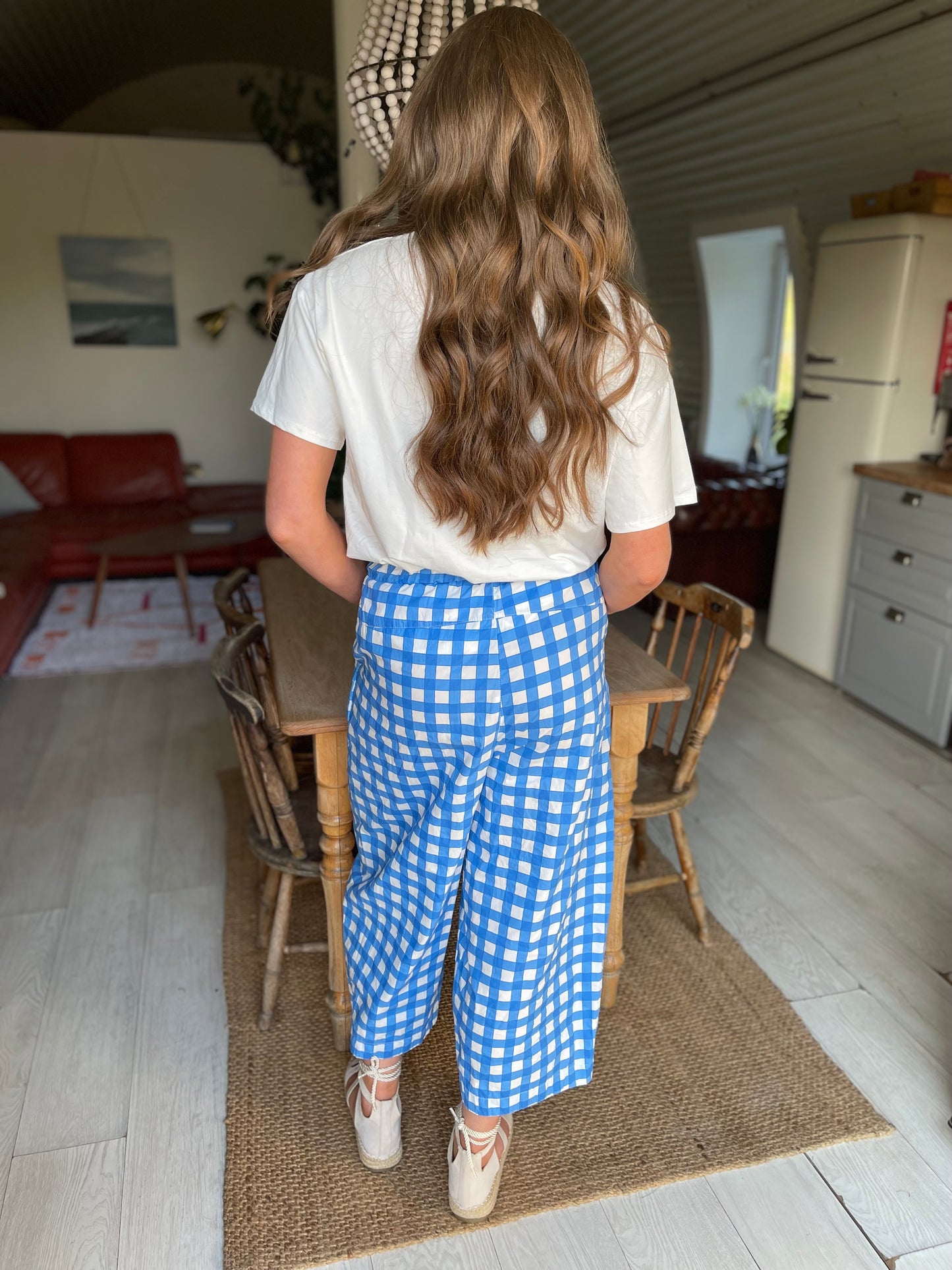 Amalfi blue gingham trousers