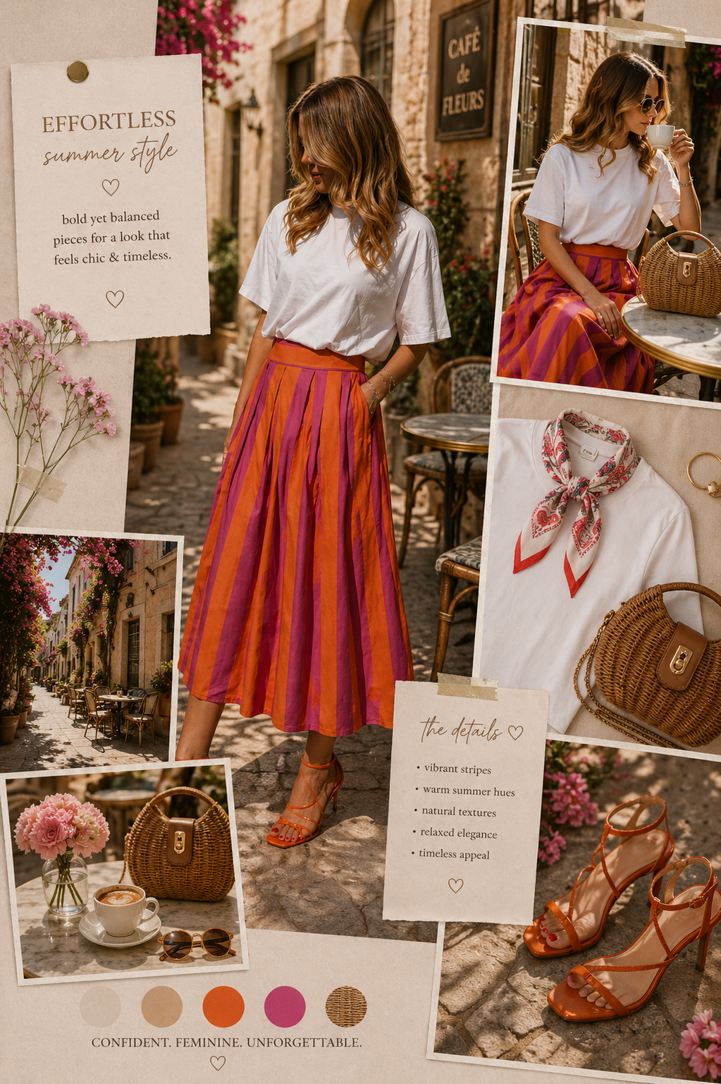 Eden pink and orange stripe skirt