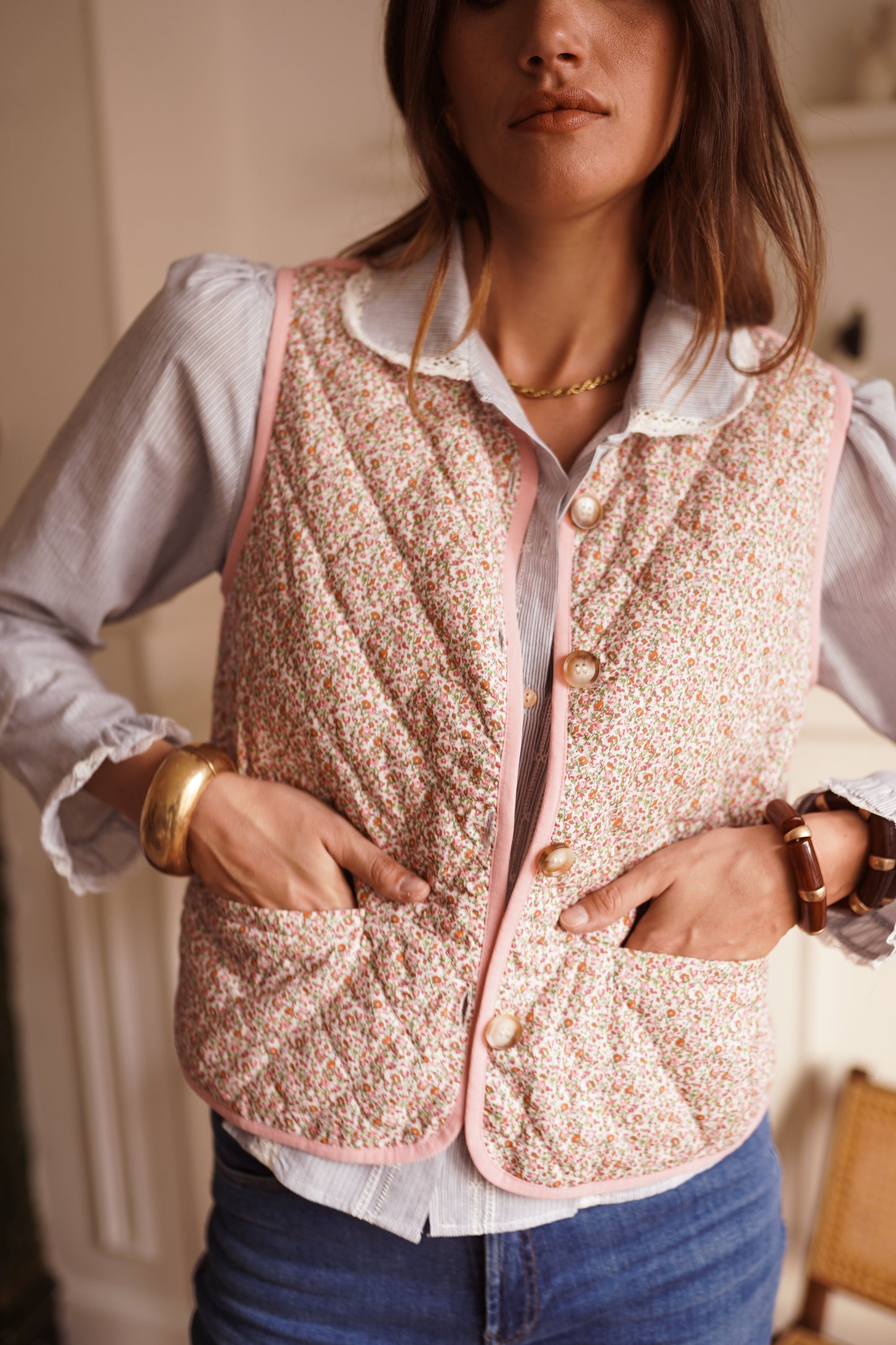 Tara floral quilted gilet