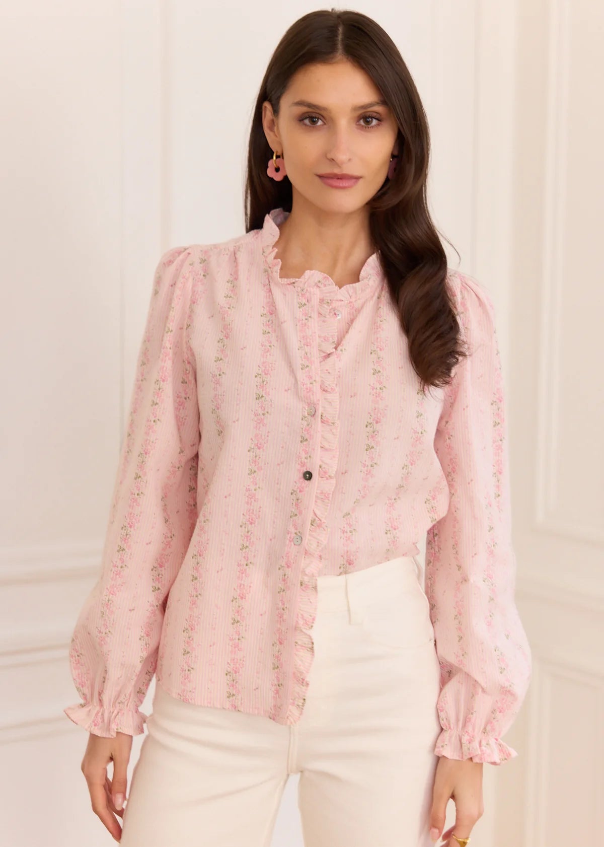 Lara pink floral blouse
