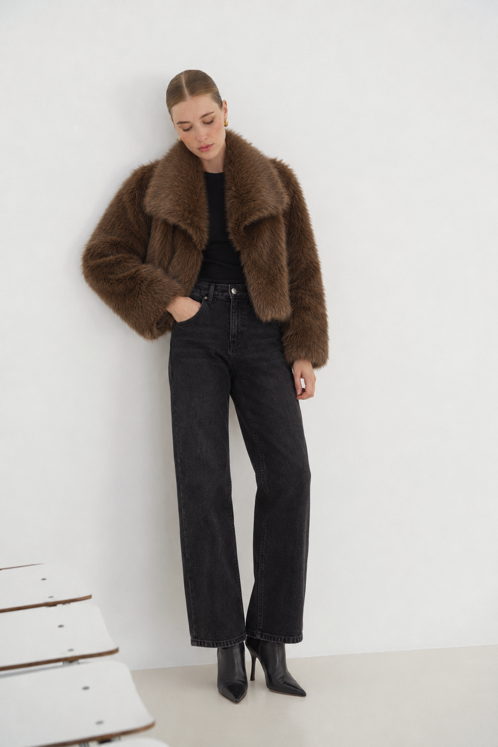 Grace brown fur shawl jacket