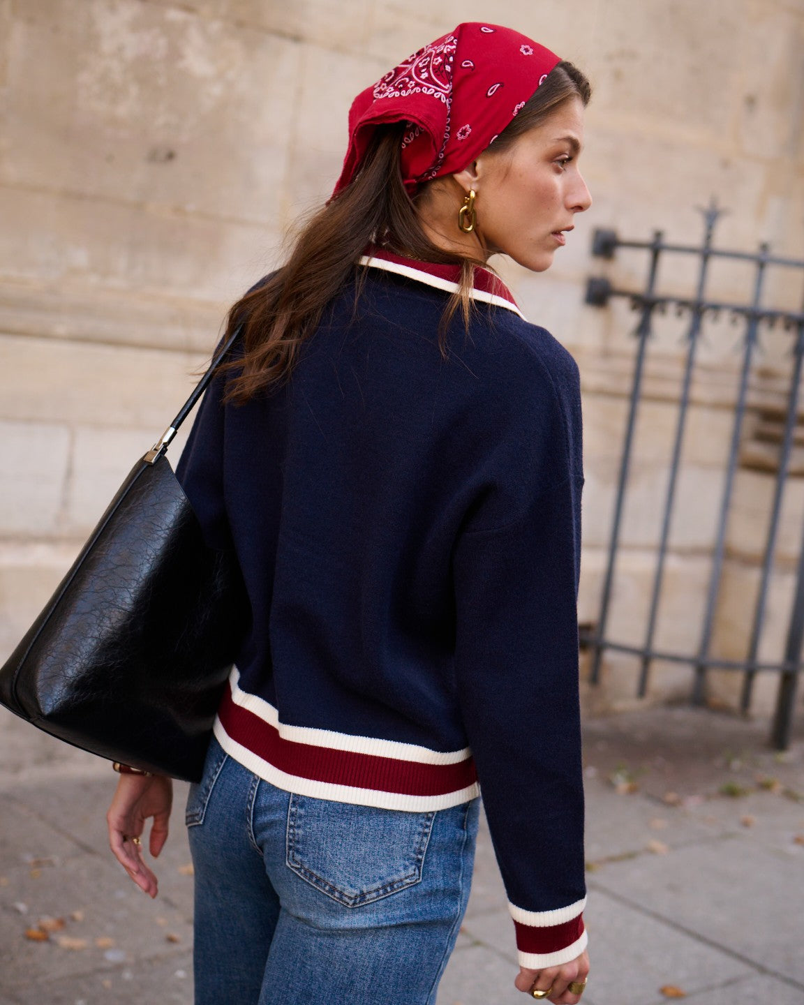 Isla rugby navy and red stripe jumper